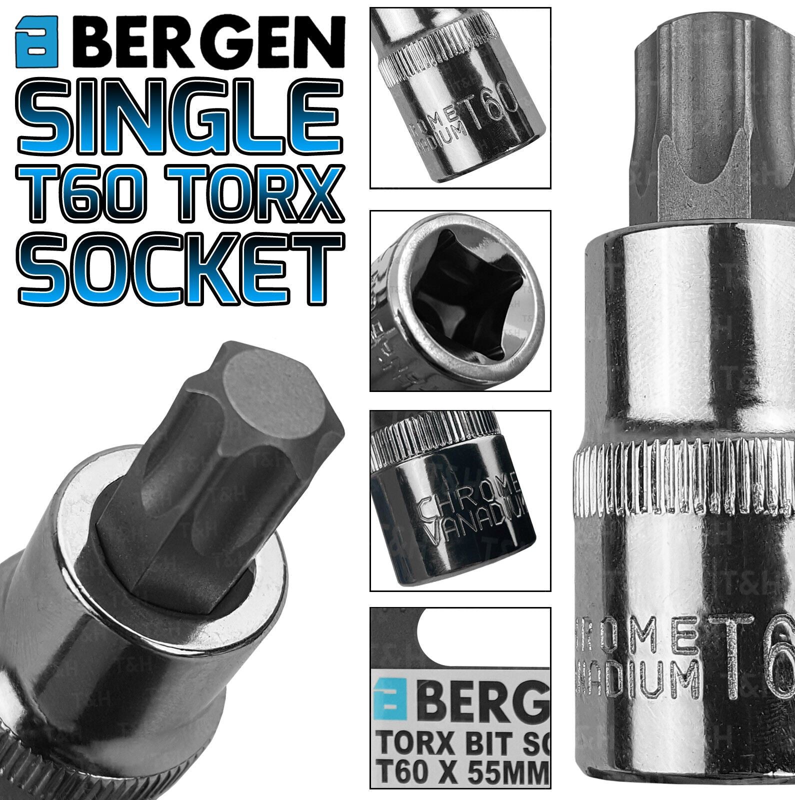 US PRO T60 1/2" DRIVE 55MM LONG TORX BIT SOCKET ( SINGLE )