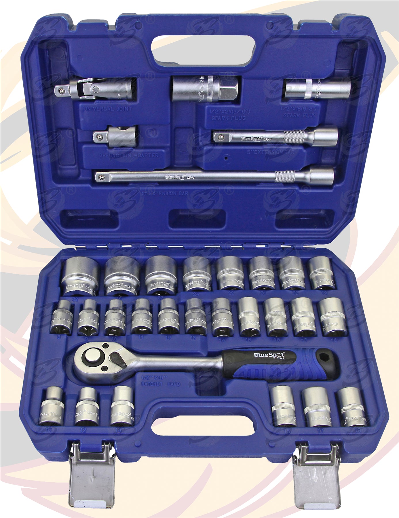 BLUESPOT 32PCS 1/2"DRIVE 6 POINT & 12 POINT SOCKET SET 8MM - 32MM