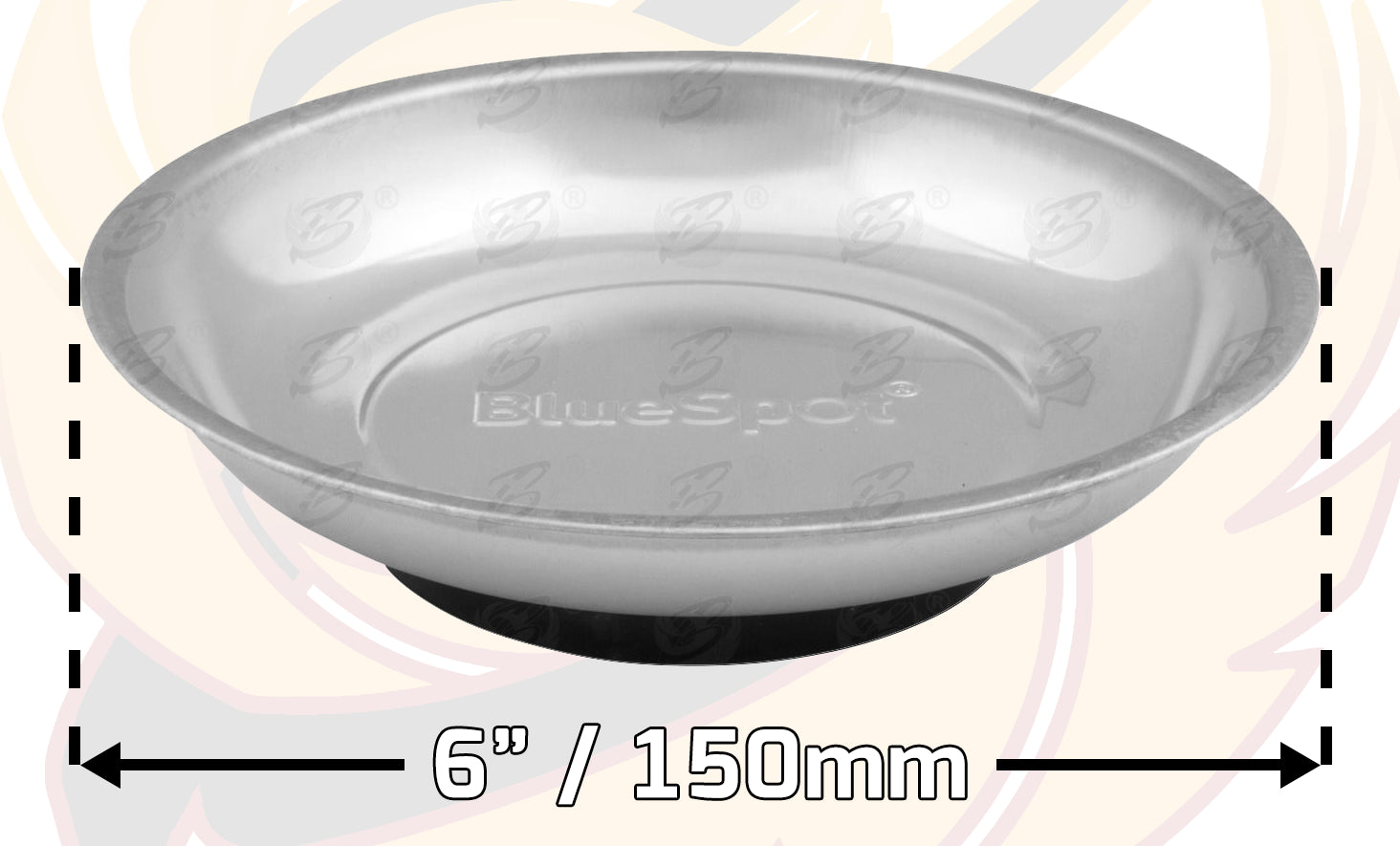 BLUESPOT 6" ROUND STAINLESS STEEL MAGNETIC PARTS TRAY ( x 2 )