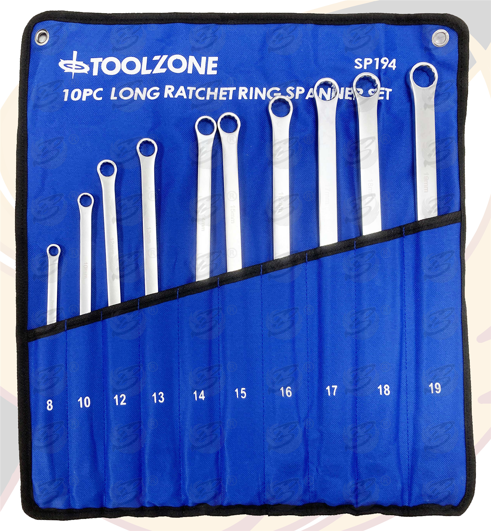 Toolzone 10 Piece Single Ring Extra Long Ratchet Aviation Spanners 8mm - 10mm ( SP194 )