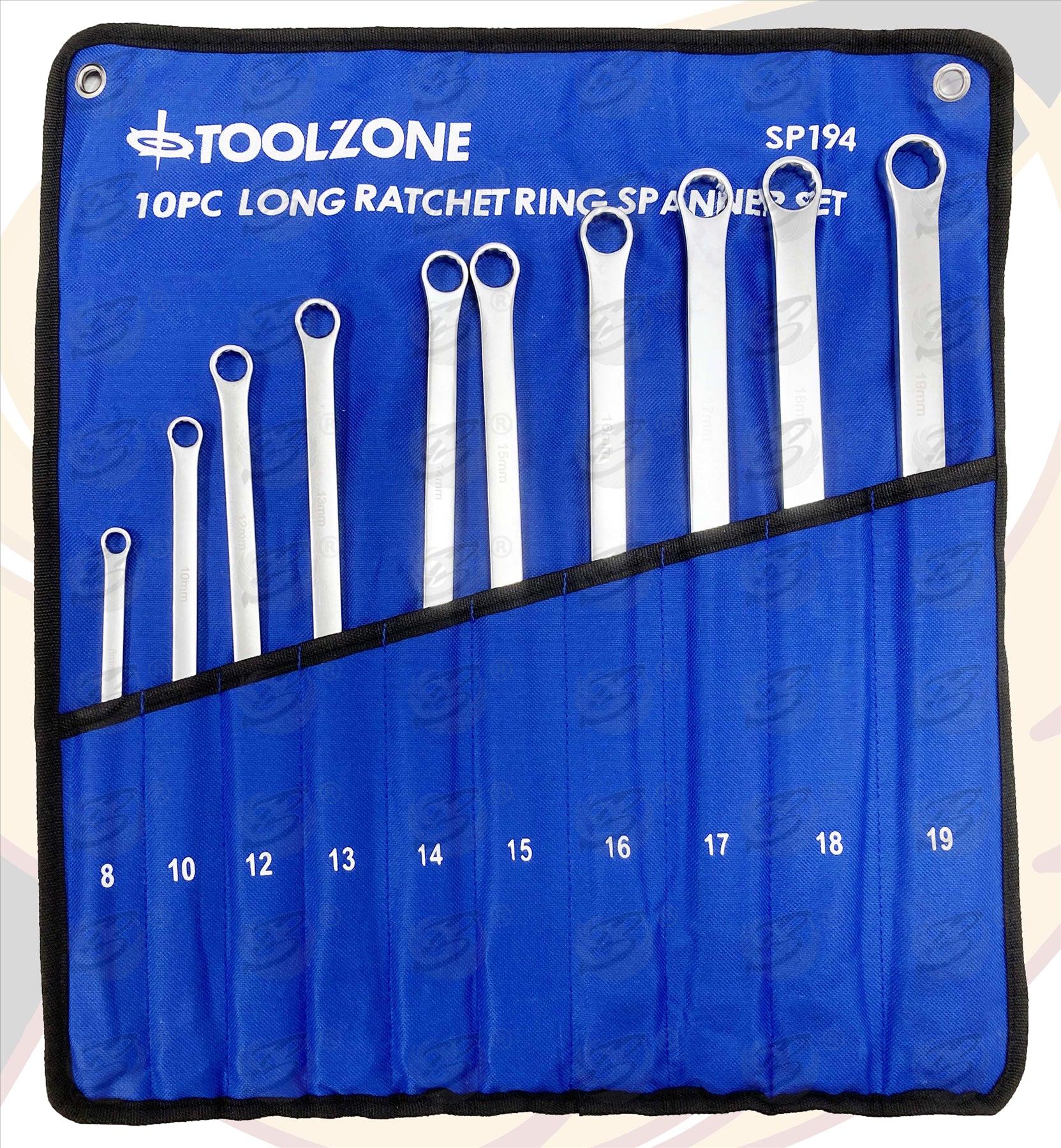 TOOLZONE 10PCS SINGLE RING EXTRA LONG RATCHET AVIATION SPANNERS 8MM - 10MM