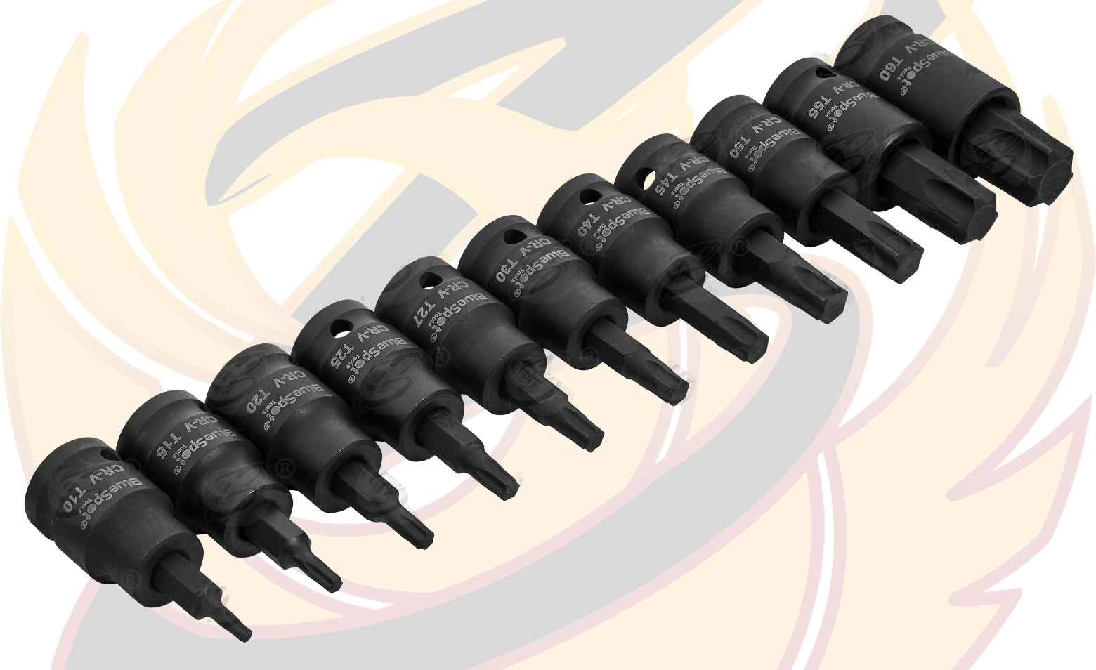 BLUESPOT 19 PCE 3/8" DRIVE SHORT & LONG IMPACT TORX BIT SOCKETS (T10 - T60)