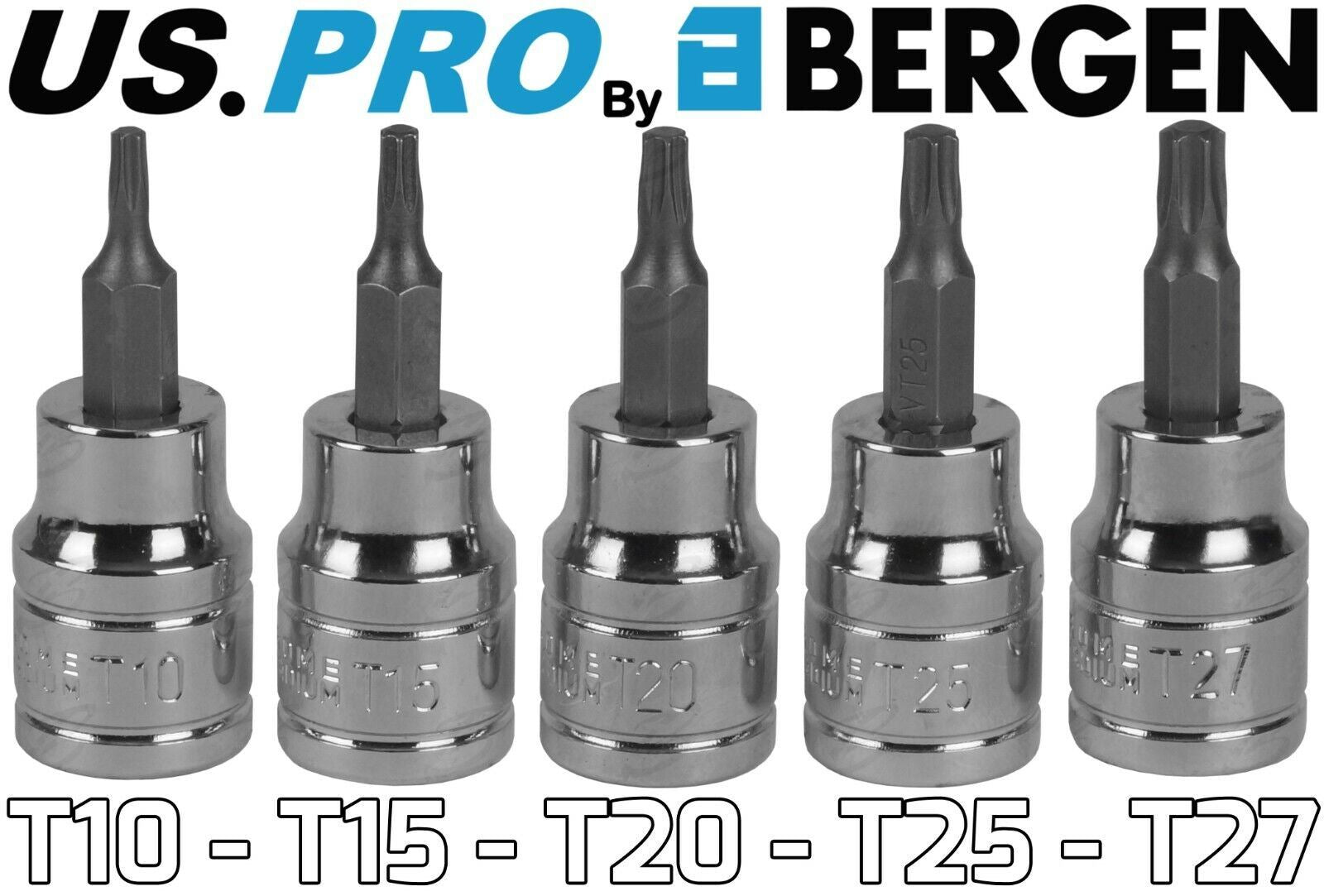 US PRO 10PCS 3/8" DRIVE TORX BIT SOCKETS T10 - T56