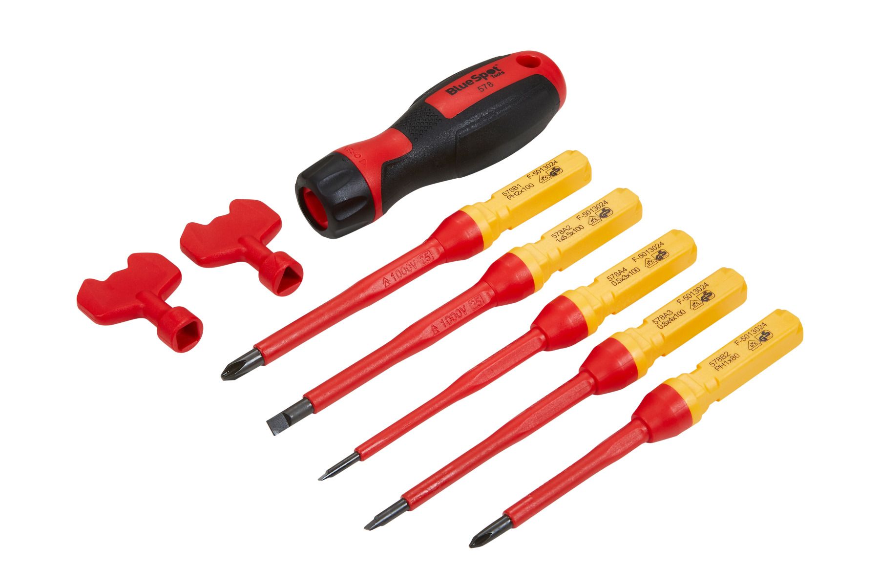 BlueSpot 8 Piece Interchangeable VDE Screwdriver Set (Sl3 - Sl5.5) (PH1 - PH2) With A Manufacturers LifeTime Guarantee 12061
