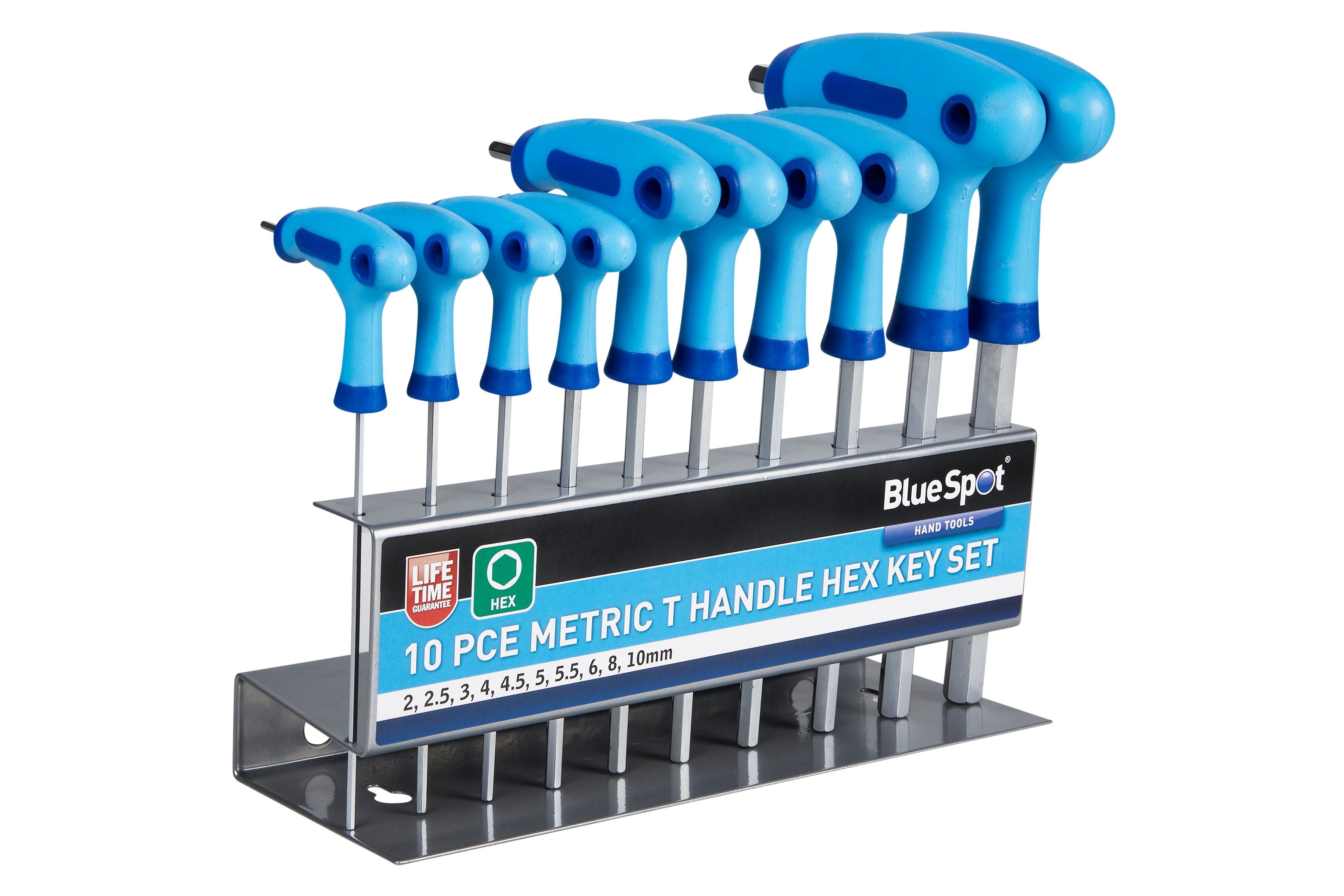 BlueSpot 10 Piece Metric T Handle Hex Key Set (2-10mm) With A Manufacturers LifeTime Guarantee 12185
