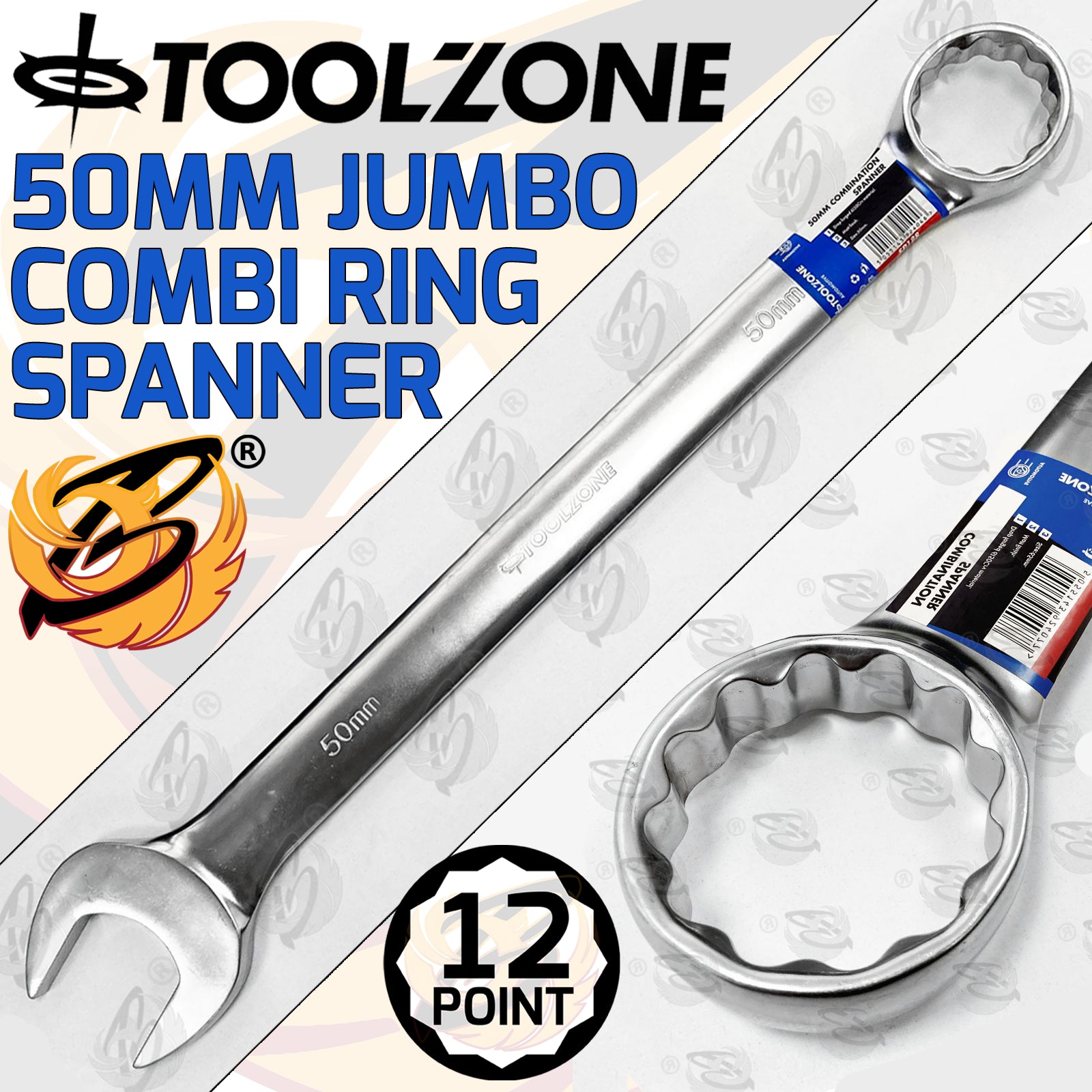 TOOLZONE 50MM JUMBO COMBINATION SPANNER ( SINGLE )