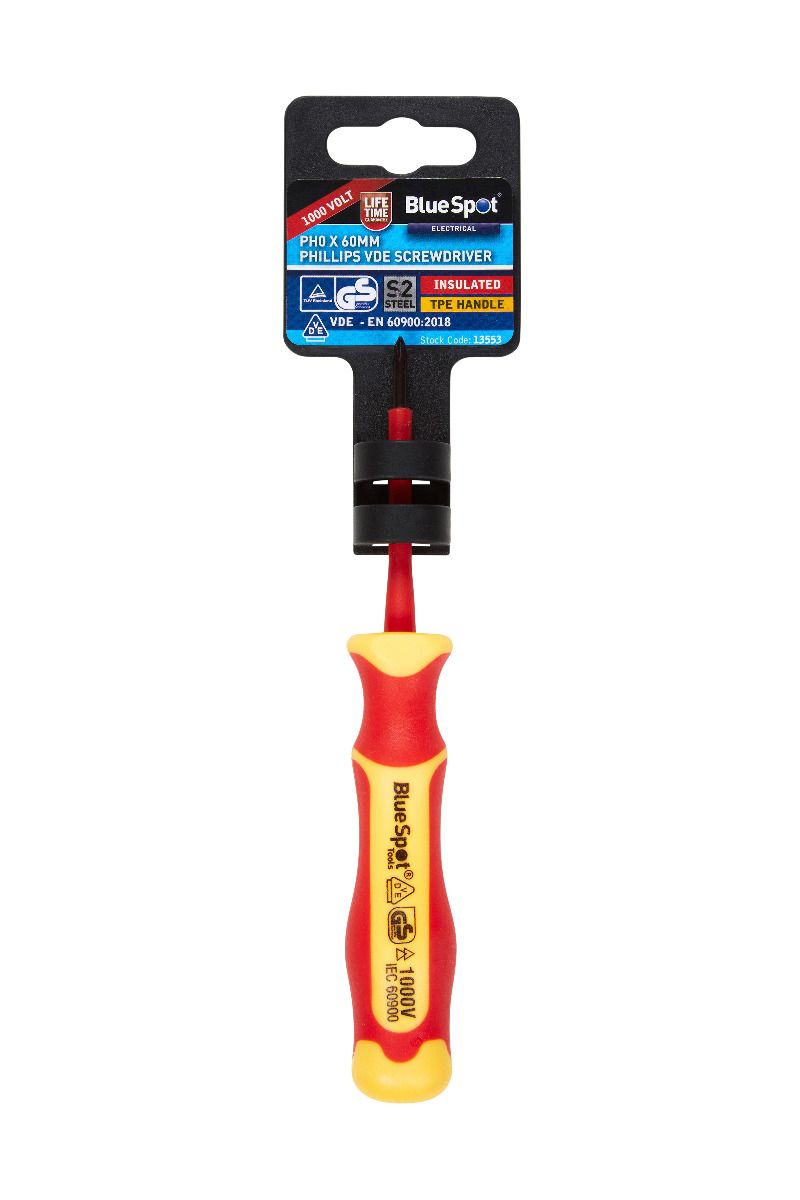 BlueSpot PH0 x 60mm VDE Screwdriver With A Manufacturers LifeTime Guarantee 13553