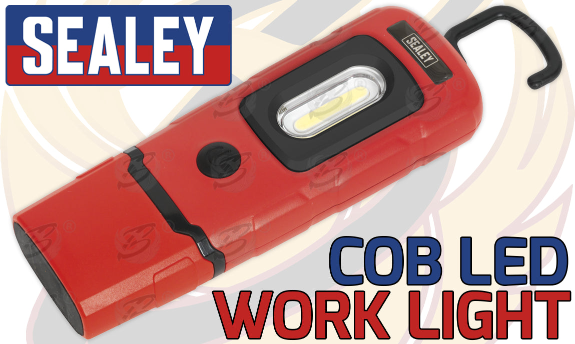 SEALEY RECHARGEABLE COB LED LI - ION WORK LIGHT ( RED )