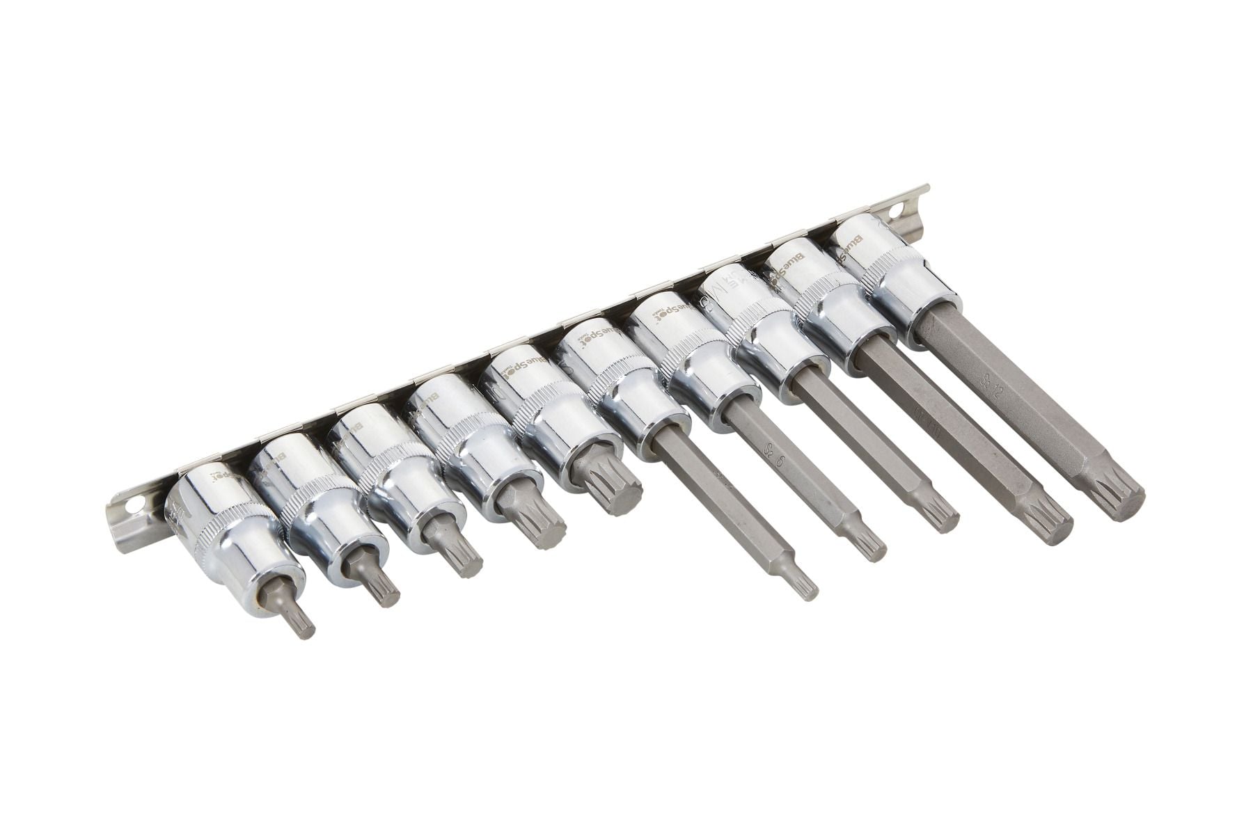 BlueSpot 10 Piece 1/2" Drive Spline Socket Bit Set ( M5 - M12 ) With A Manufacturers LifeTime Guarantee 01490