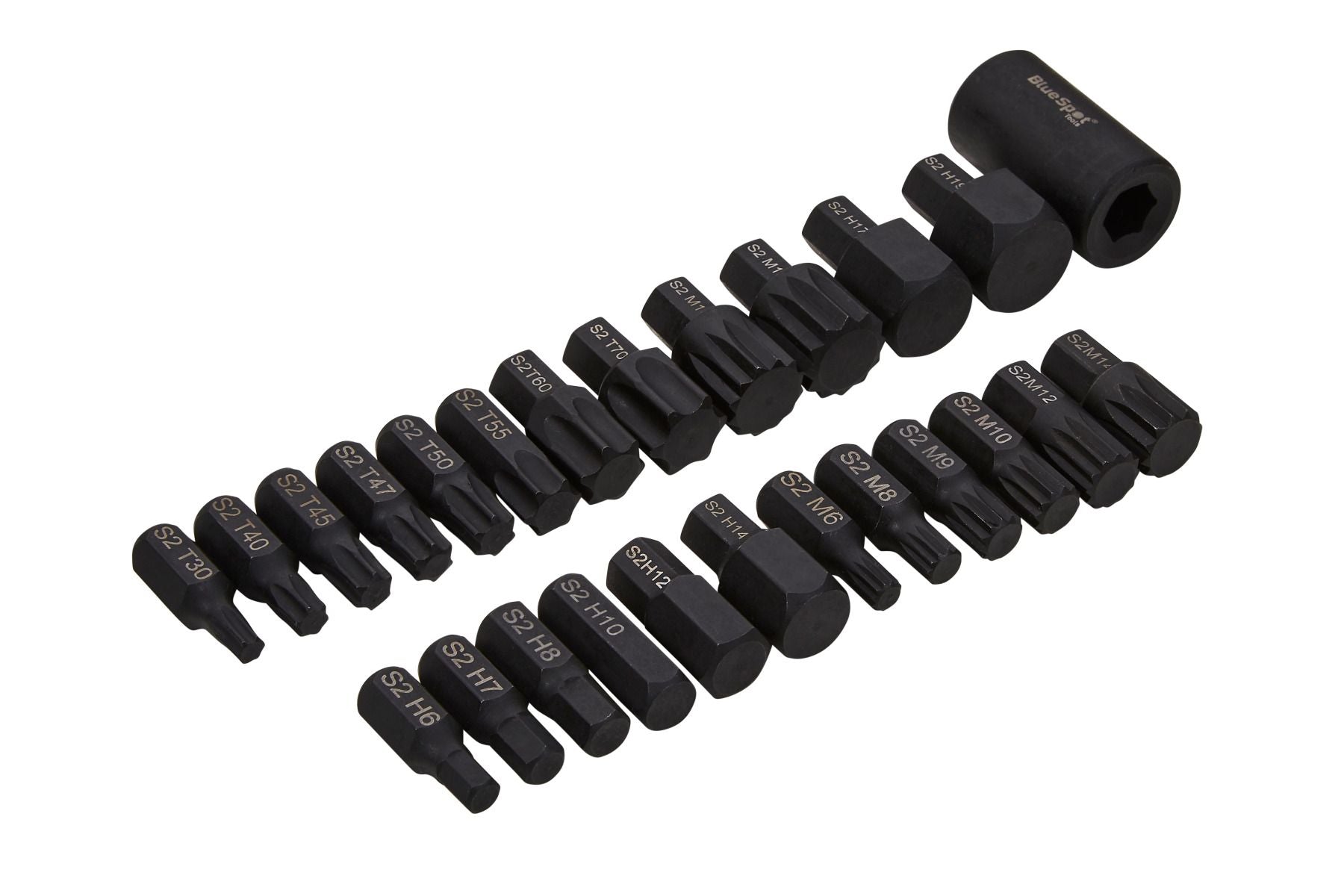 BlueSpot 25 Piece 1/2" Interchangeable Impact Bit Set (H6-H19) (T30-T70) (M6-M18) With A Manufacturers LifeTime Guarantee 01494