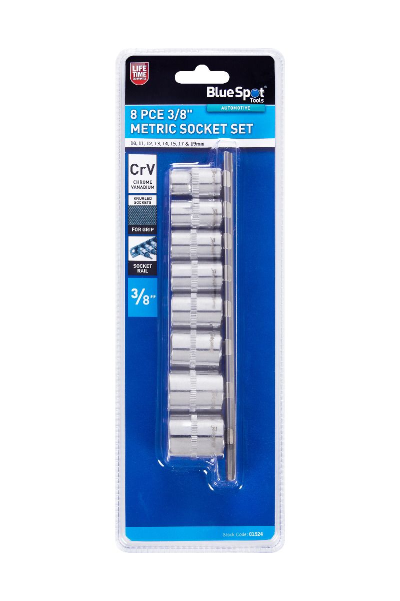 BlueSpot 8 Piece 3/8" Metric Socket Set (10-19mm) With A Manufacturers LifeTime Guarantee 01524