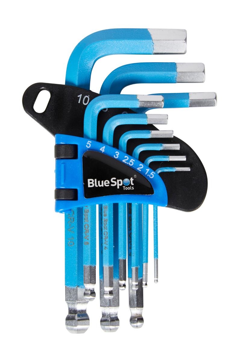 BlueSpot 9 Piece Short Arm Ball End Hex Key Set With A Manufacturers LifeTime Guarantee 15317