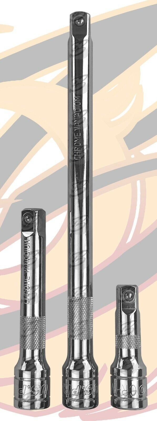 US PRO 3PCS 1/2" DRIVE EXTENSION BARS 75MM - 250MM