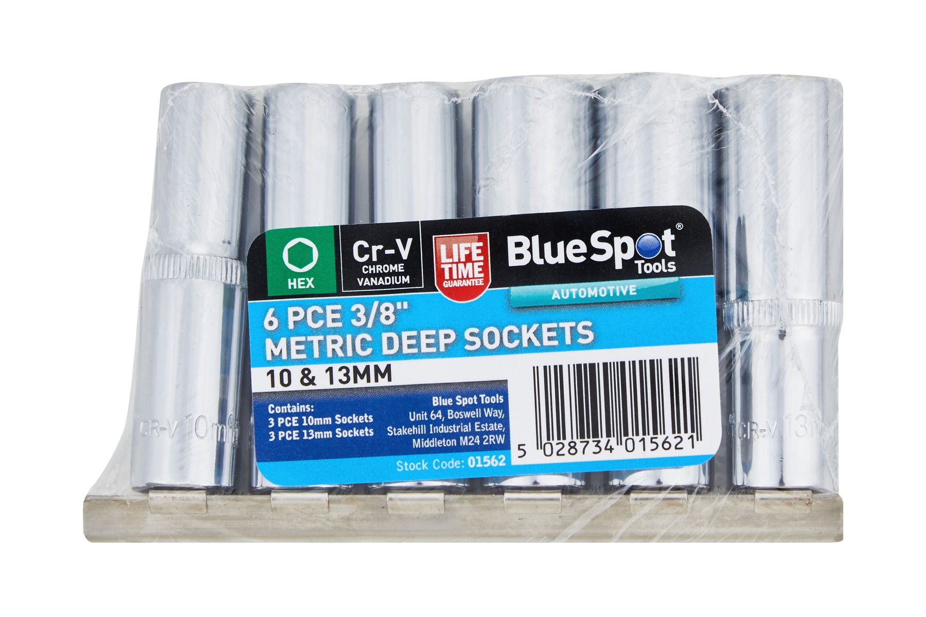 BlueSpot 6 Piece 3/8" Metric Deep Sockets (10 & 13mm) With A Manufacturers LifeTime Guarantee 01562