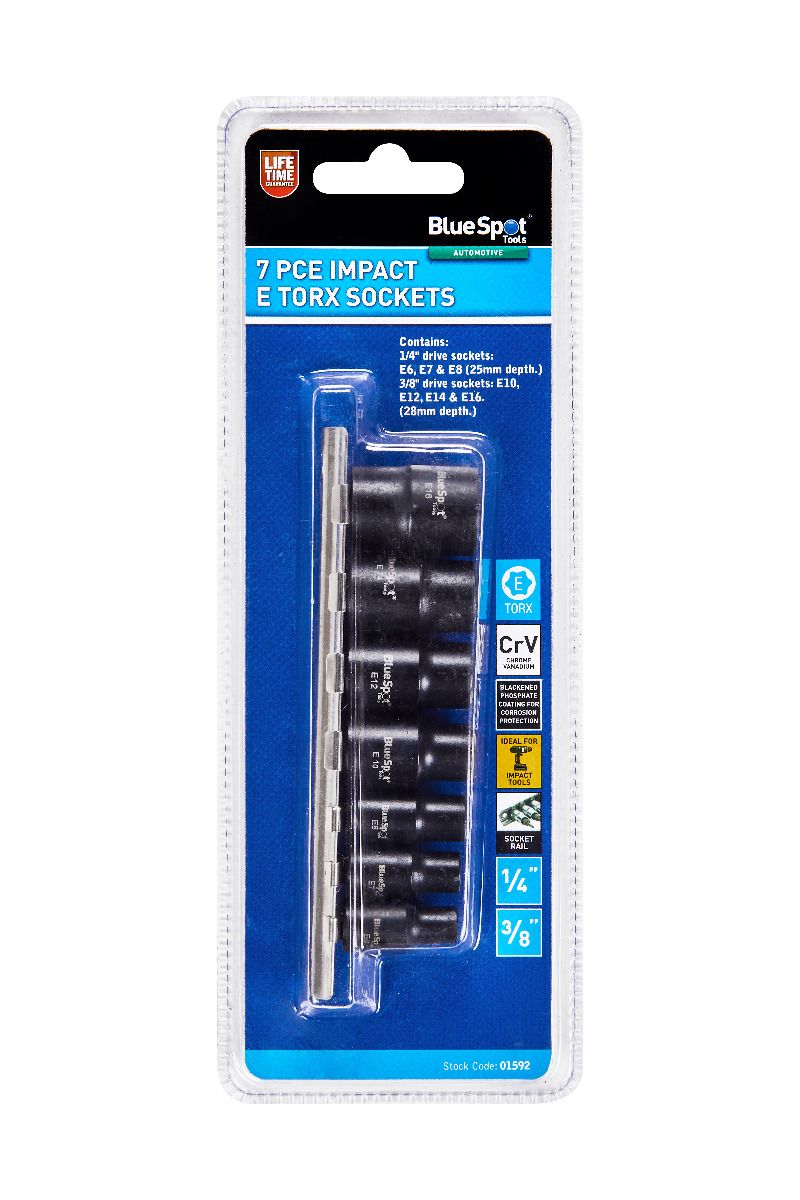 BlueSpot 7 Piece 1/4"-3/8" Impact E Torx Sockets ( 01592 )