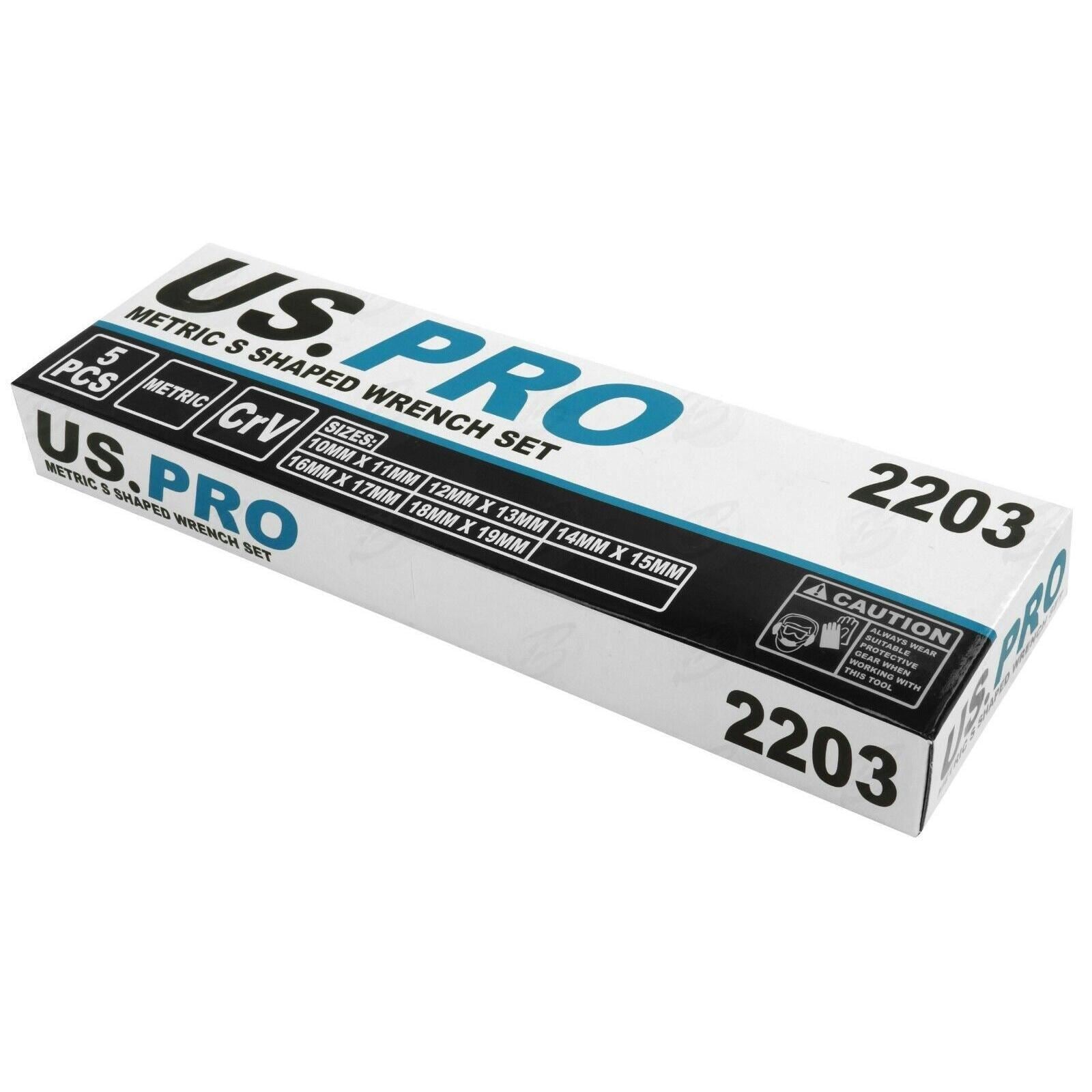 US Pro 5 Piece S Shaped Spanners 10mm - 19mm 2203