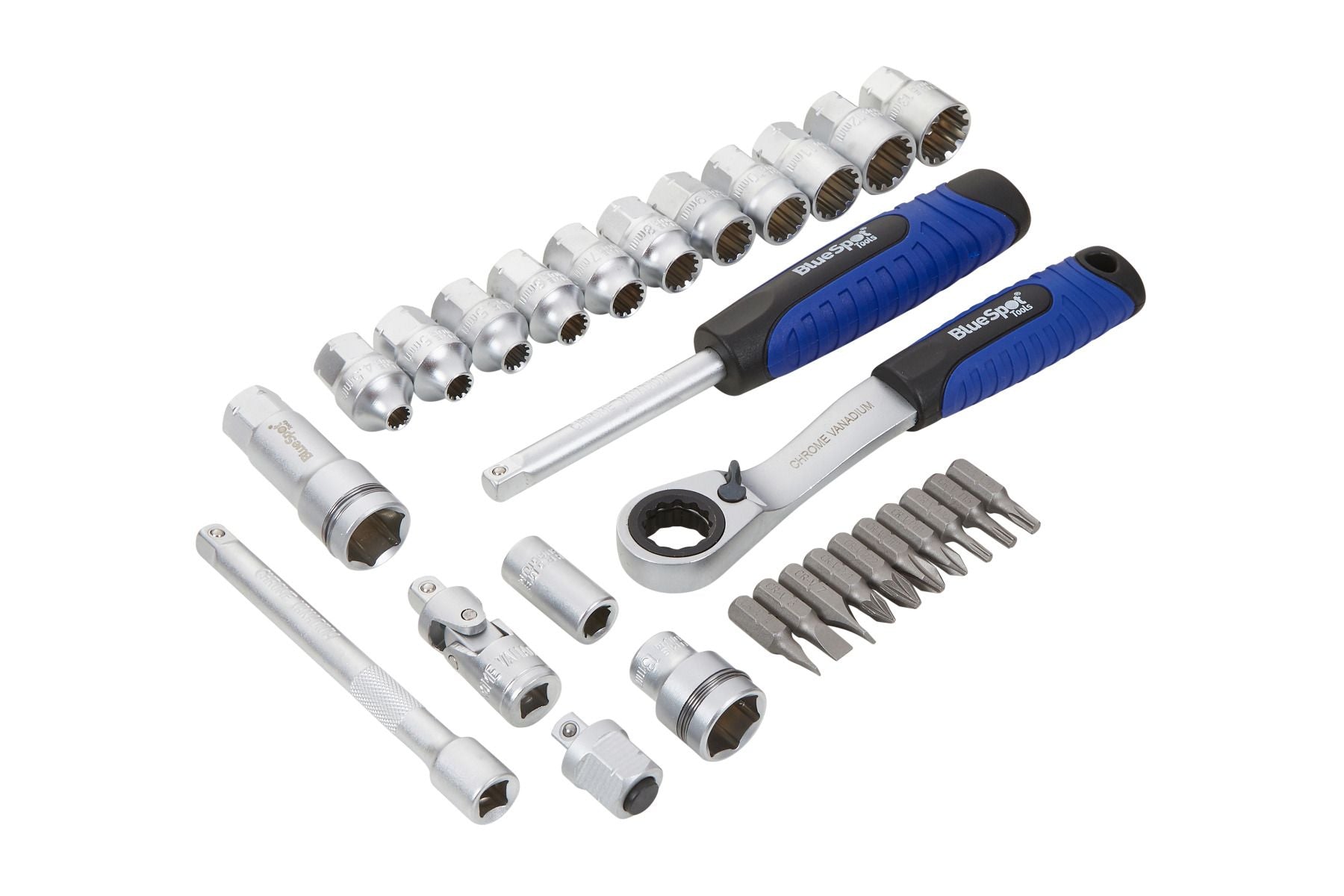 BlueSpot 29 Piece 1/4" Multi Fit Go Through Socket Set (4.5mm - 13mm) With A Manufacturers LifeTime Guarantee 01618
