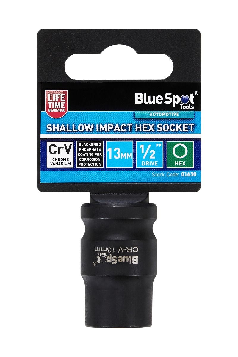 BlueSpot 13mm 1/2" Drive 6 Point Shallow Impact Socket With A Manufacturers LifeTime Guarantee 01630