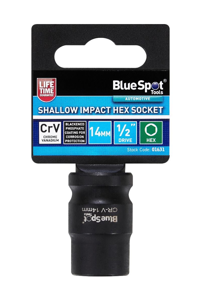 BlueSpot 14mm 1/2" Drive 6 Point Shallow Impact Socket With A Manufacturers LifeTime Guarantee 01631