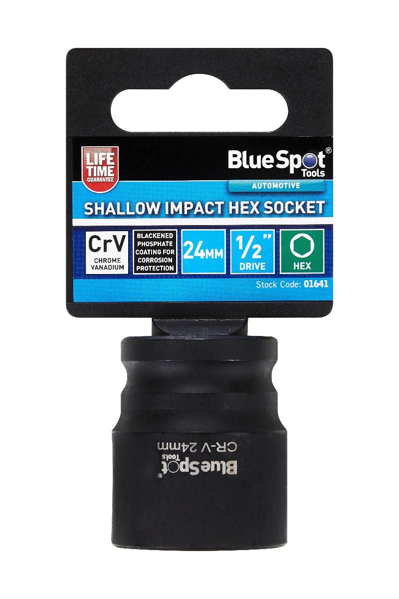 BlueSpot 24mm 1/2" Drive 6 Point Shallow Impact Socket With A Manufacturers LifeTime Guarantee 01641