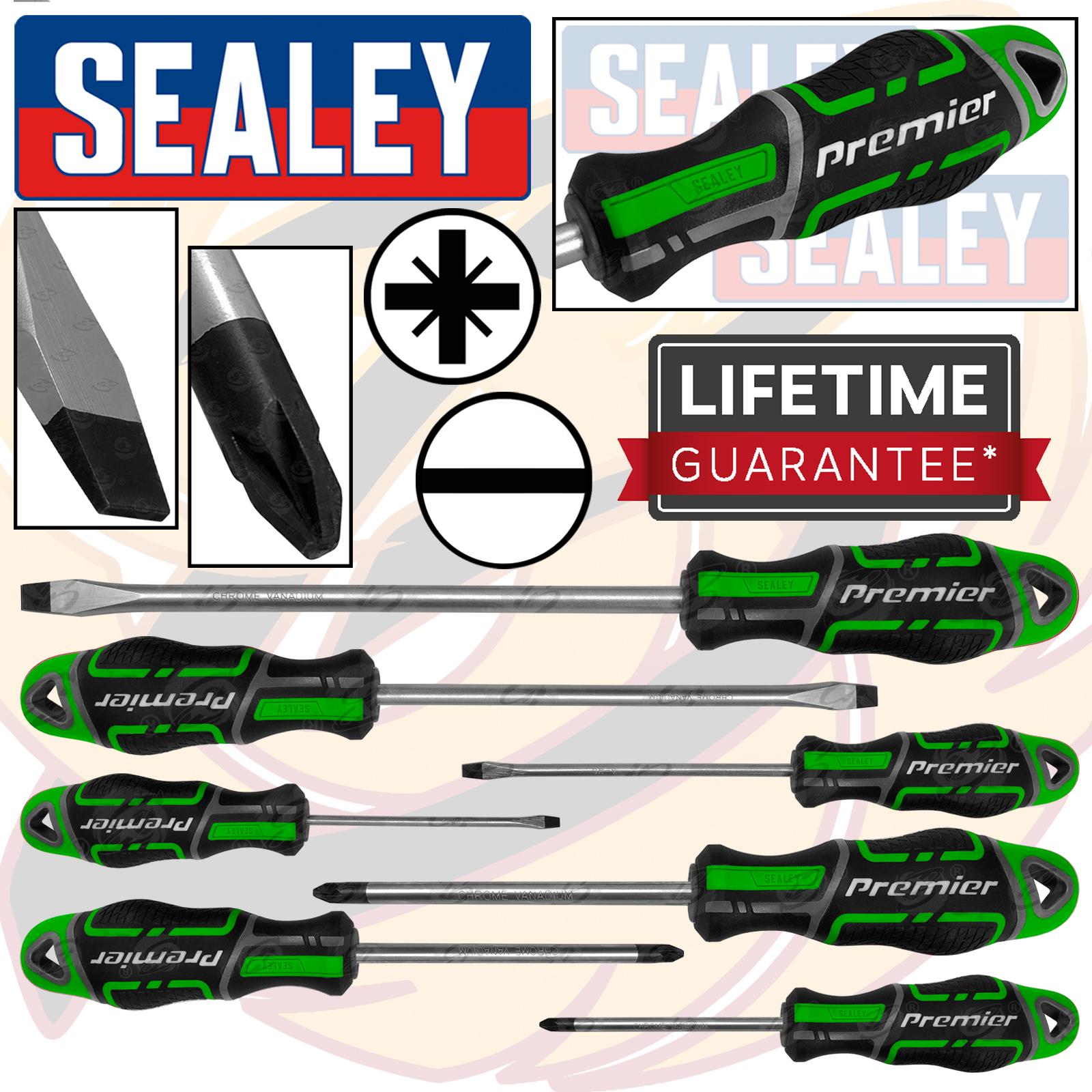 Sealey 7 Piece Magnetic Screwdriver Set ( Slotted - Pozidrive ) ( Green ) ( AK4325HV )