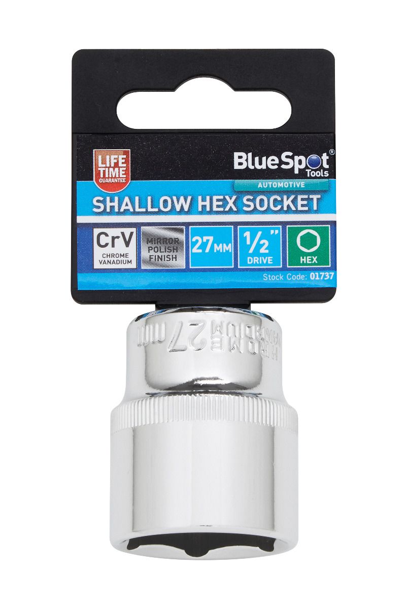 BlueSpot 27mm 1/2" Drive 6 Point Shallow Socket ( Single ) With A Manufacturers LifeTime Guarantee 01737