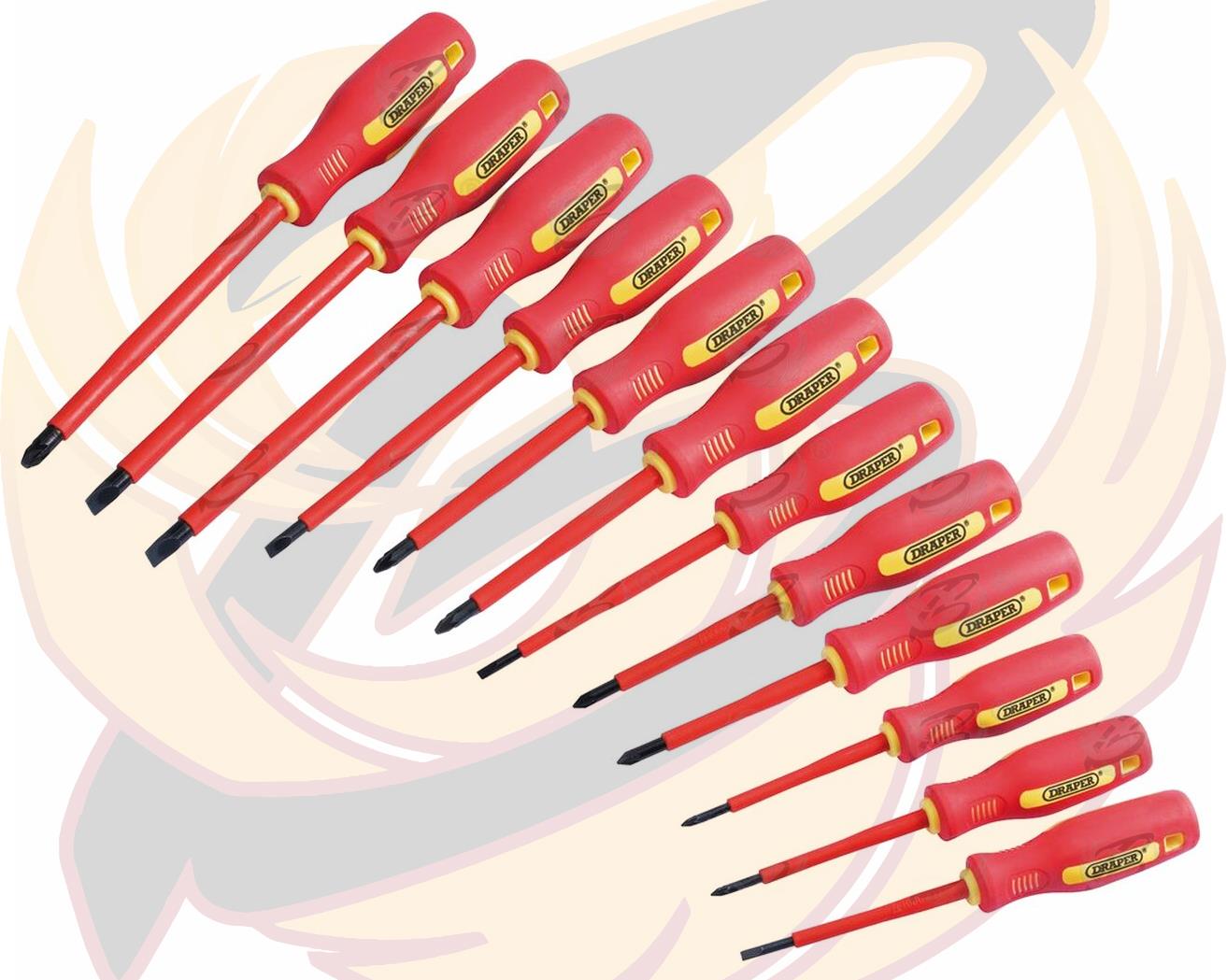 DRAPER 12PCS VDE SCREWDRIVER SET ( SLOTTED - PHILLIPS - POZIDRIVE )