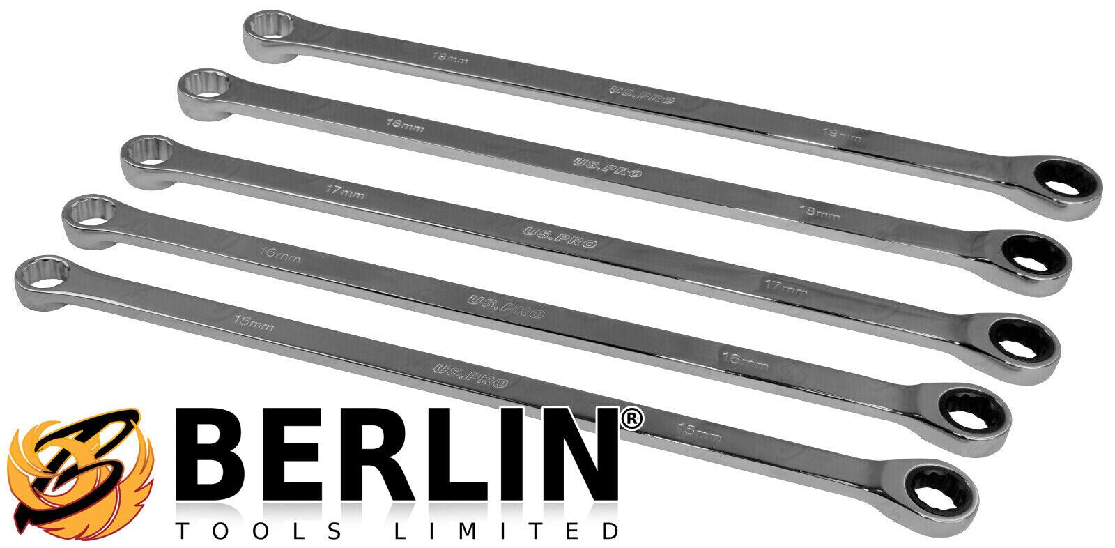 US Pro 10 Piece Single Ring Extra Long Ratchet Aviation Spanners 8mm - 10mm ( 3224 )