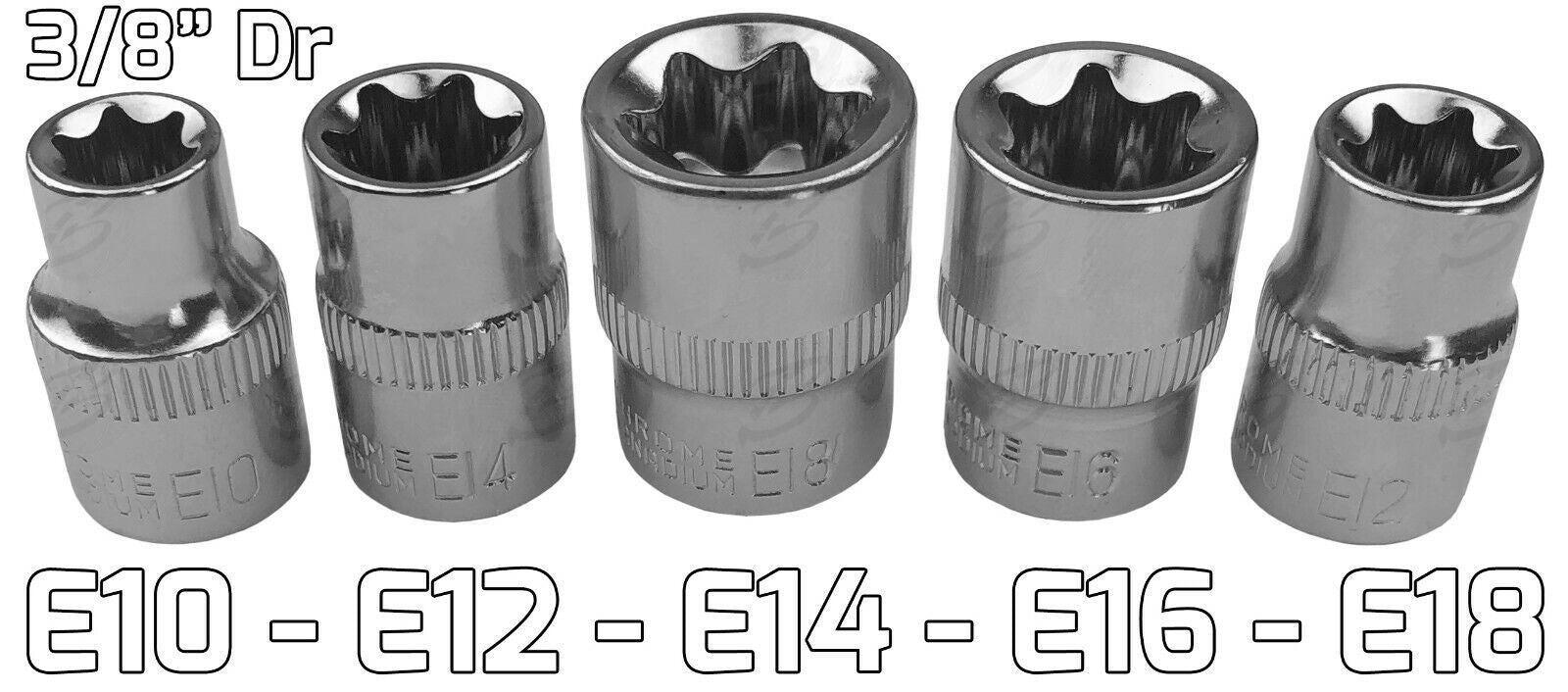 US Pro 10 Piece 1/4" & 3/8" Drive E - Torx Sockets E4 - E18 2221