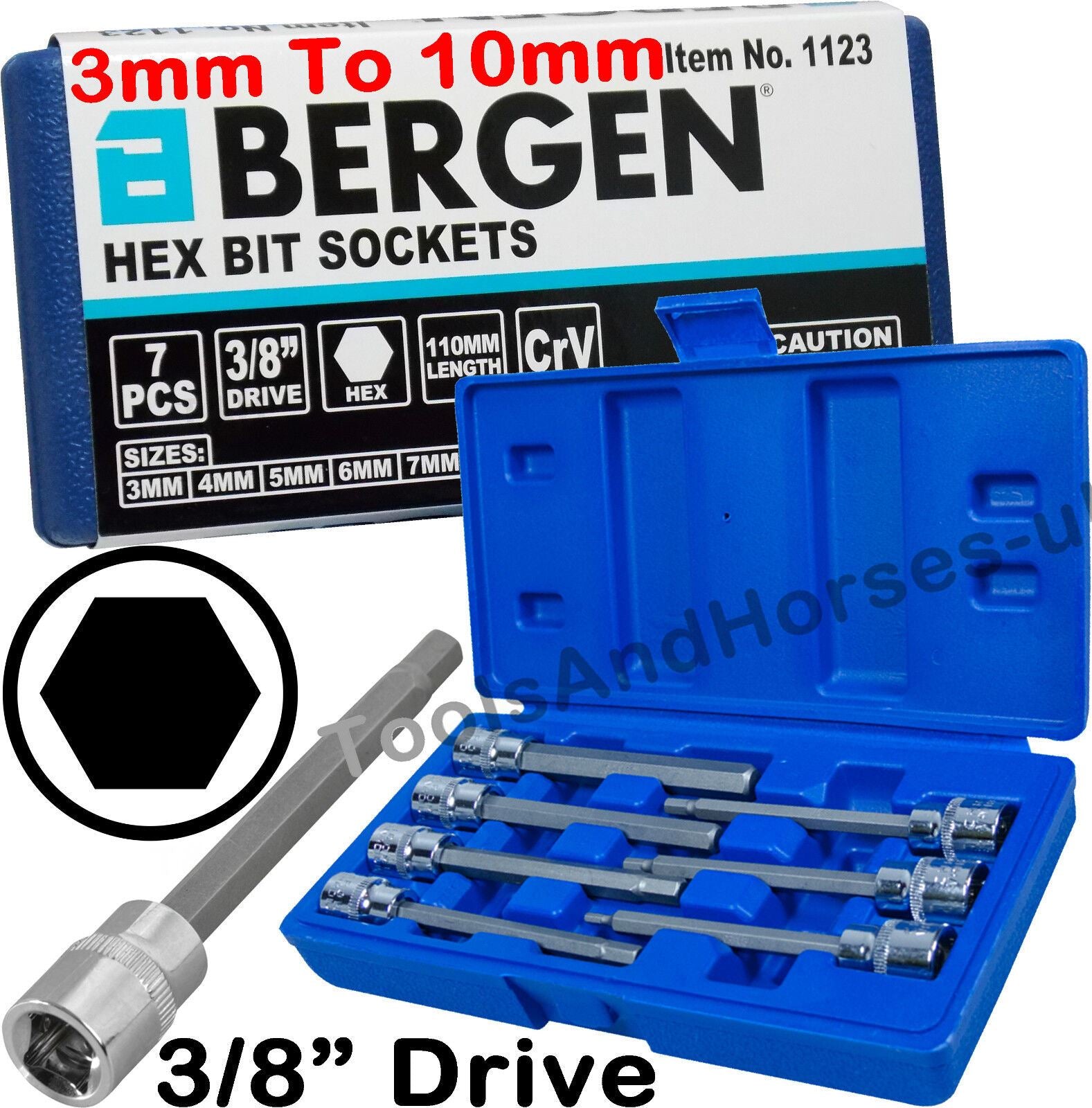 US PRO 7PCS 3/8" DRIVE EXTRA LONG HEX BIT SOCKETS H3 - H10