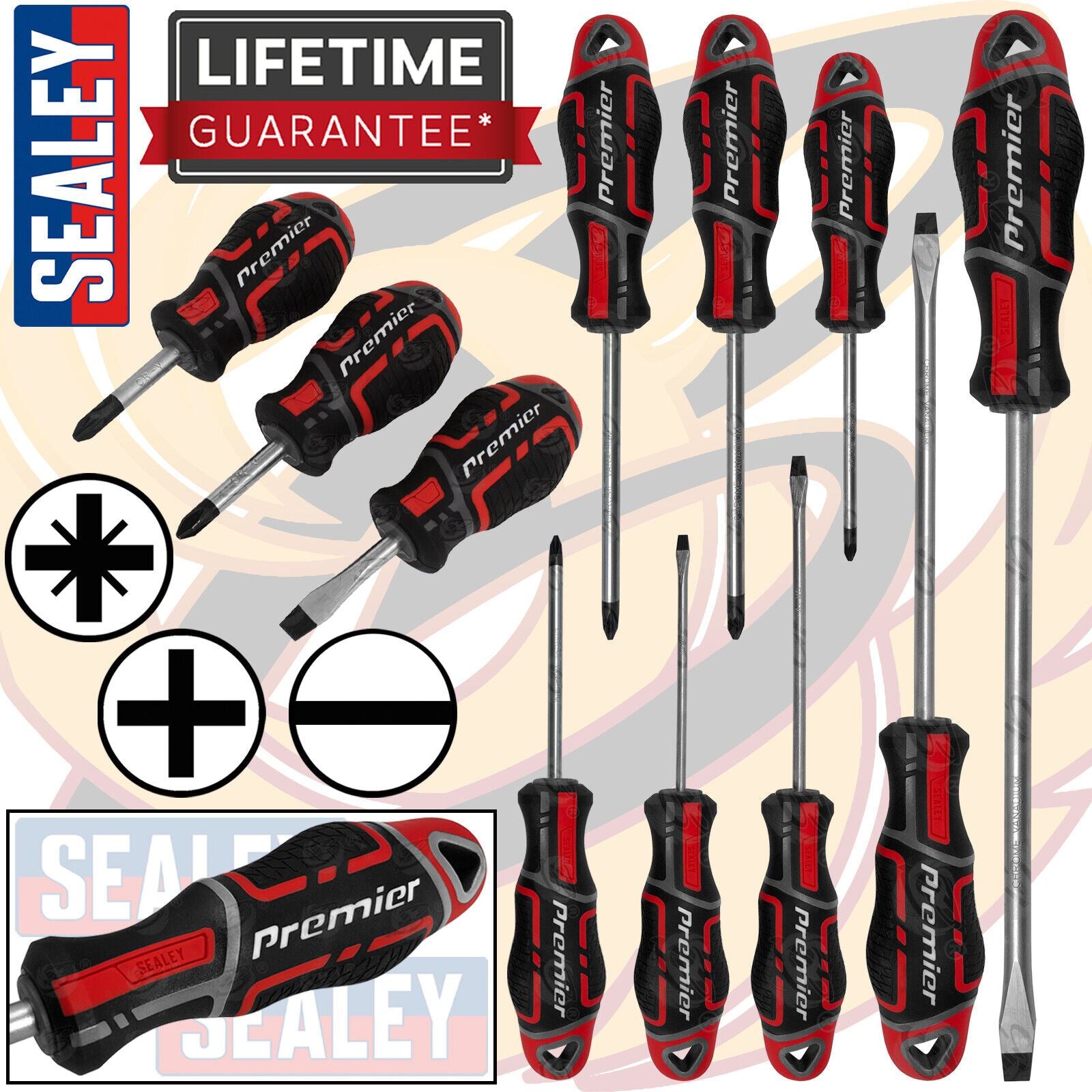 SEALEY 11PCS MAGNETIC SCREWDRIVER SET ( SLOTTED - PHILLIPS - POZIRDRIVE )
