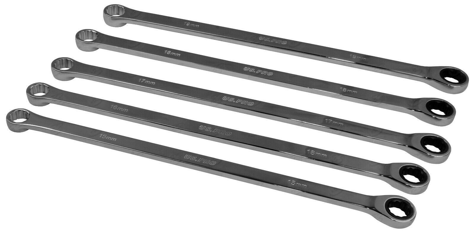 US PRO 10PCS SINGLE RING EXTRA LONG RATCHET AVIATION SPANNERS 8MM - 10MM