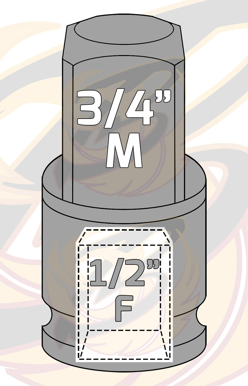 US PRO IMPACT SOCKET ADAPTER 1/2" DRIVE UP  TO 3/4" DRIVE