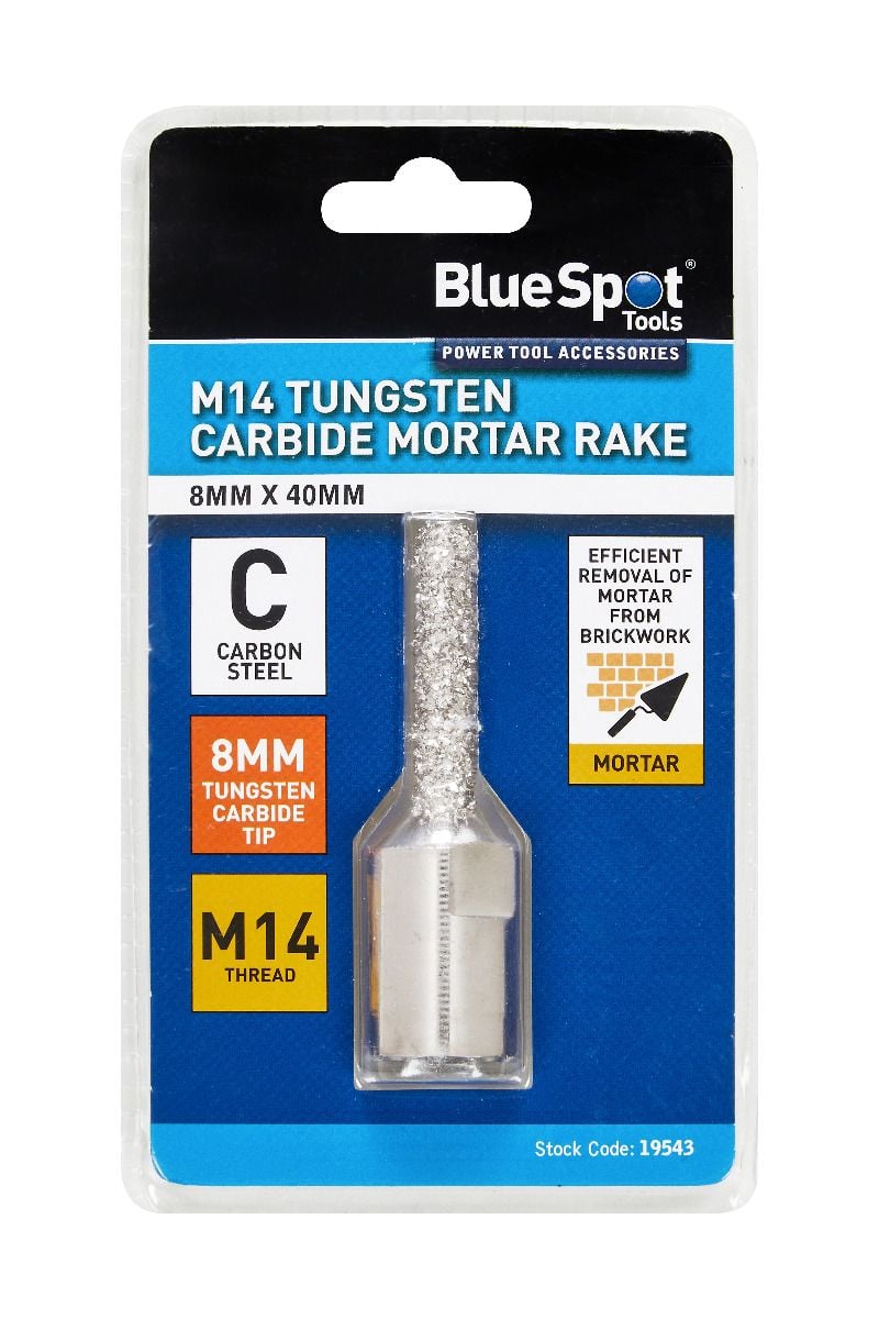 BlueSpot M14 Tungsten Carbide Mortar Rake (8mm x 40mm)  19543