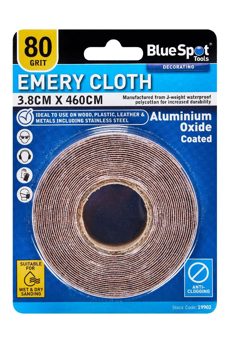 BlueSpot 3.8cm x 460cm Emery Cloth 80 Grit  19902