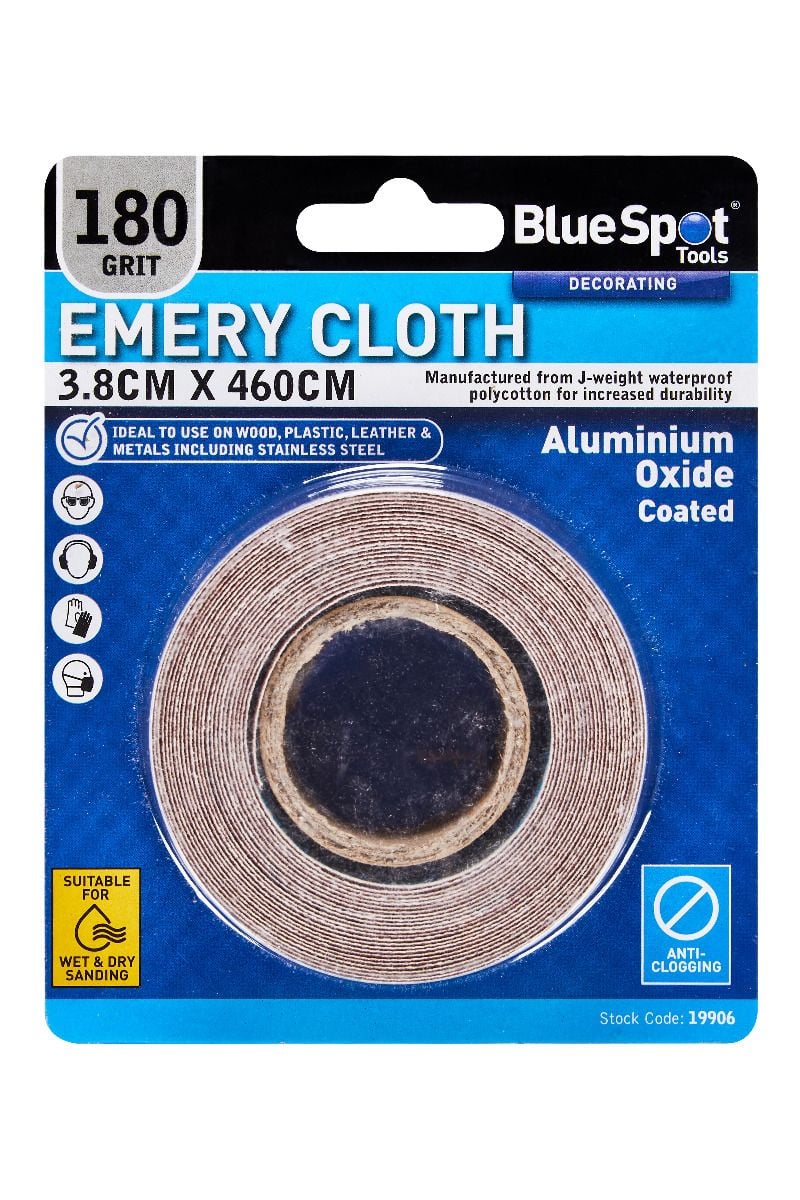 BlueSpot 3.8cm x 460cm Emery Cloth 180 Grit  19906