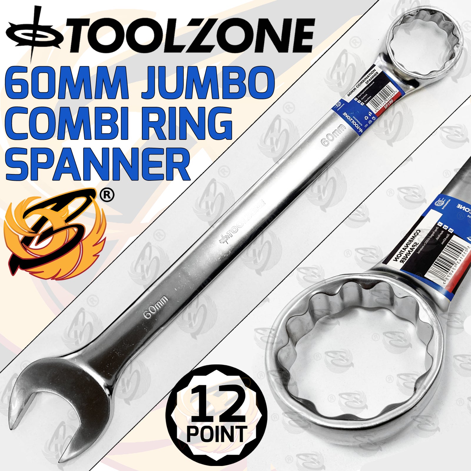 TOOLZONE 60MM JUMBO COMBINATION SPANNER ( SINGLE )