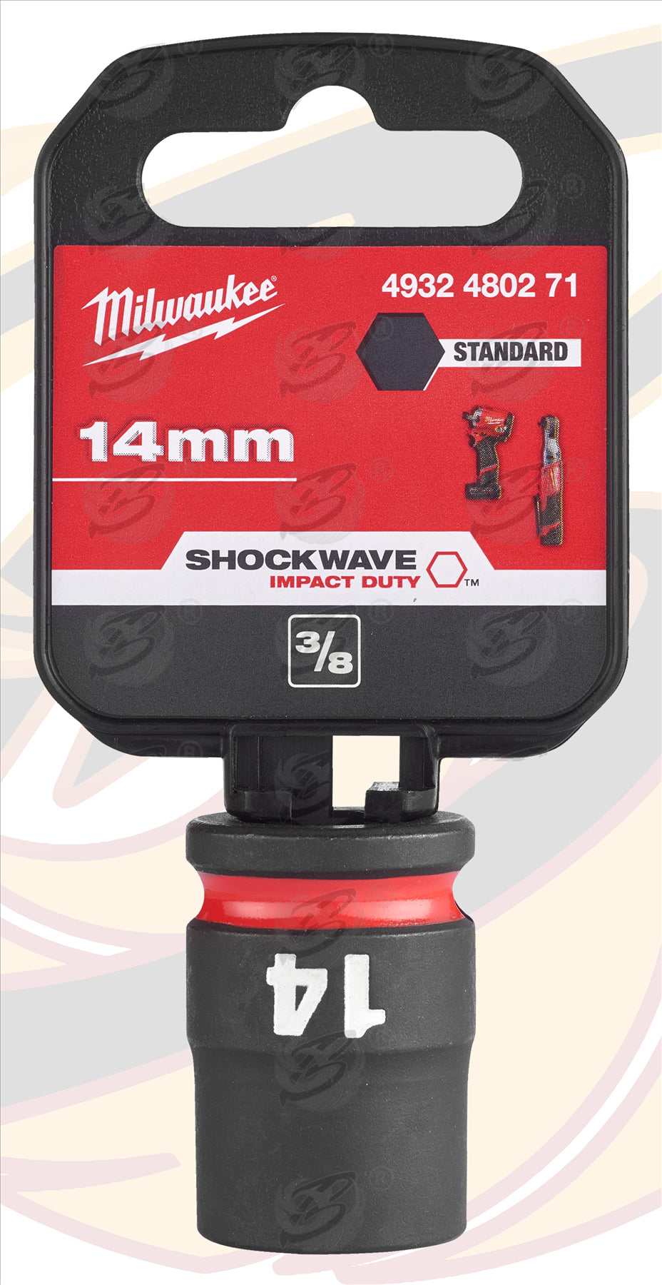 MILWAUKEE 14MM 3/8" DRIVE 6 POINT SHALLOW IMPACT SOCKET ( SINGLE )