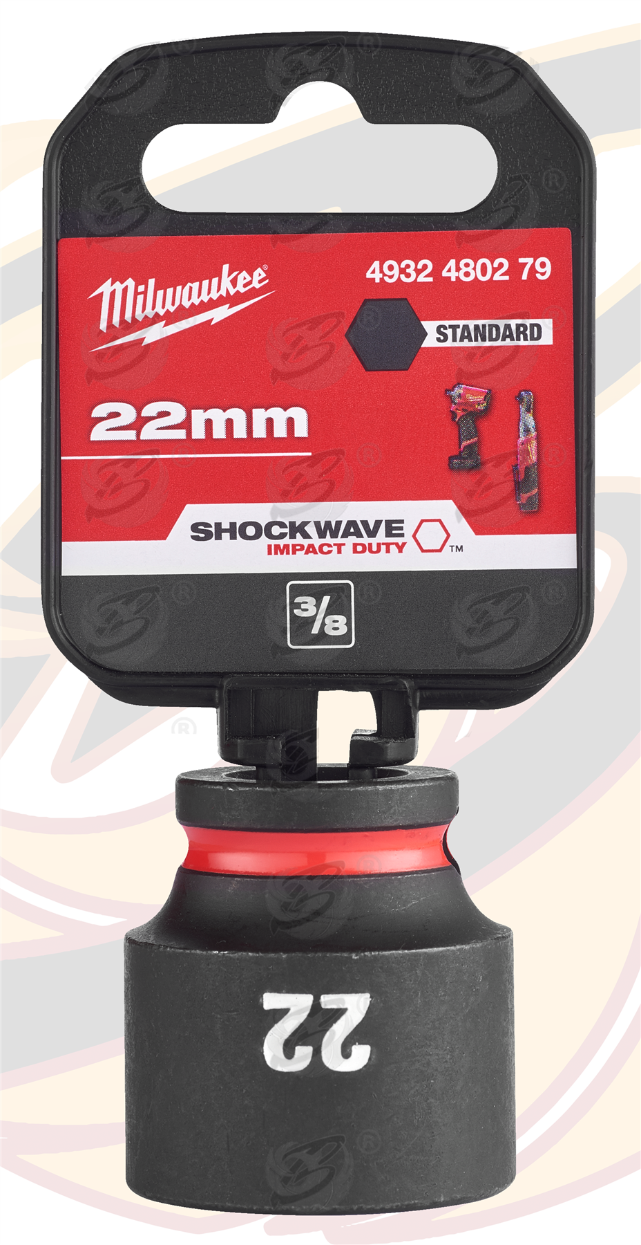 Milwaukee 22mm 3/8" Drive 6 Point Shallow Impact Socket ( Single ) ( 4932480279 )