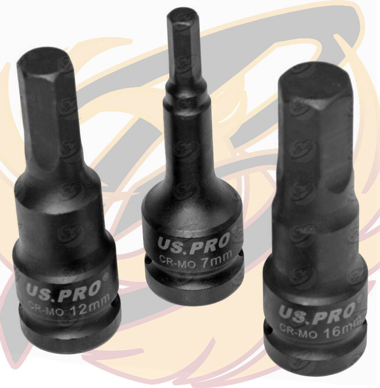 US Pro 10 Piece 1/2" Drive Impact Hex Bit Sockets H5 - H19 3637