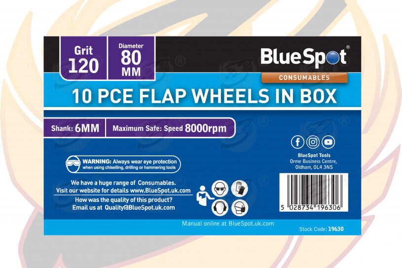 BLUESPOT 10PCS FLAP WHEEL DISCS ( 120 GRIT - 80MM )