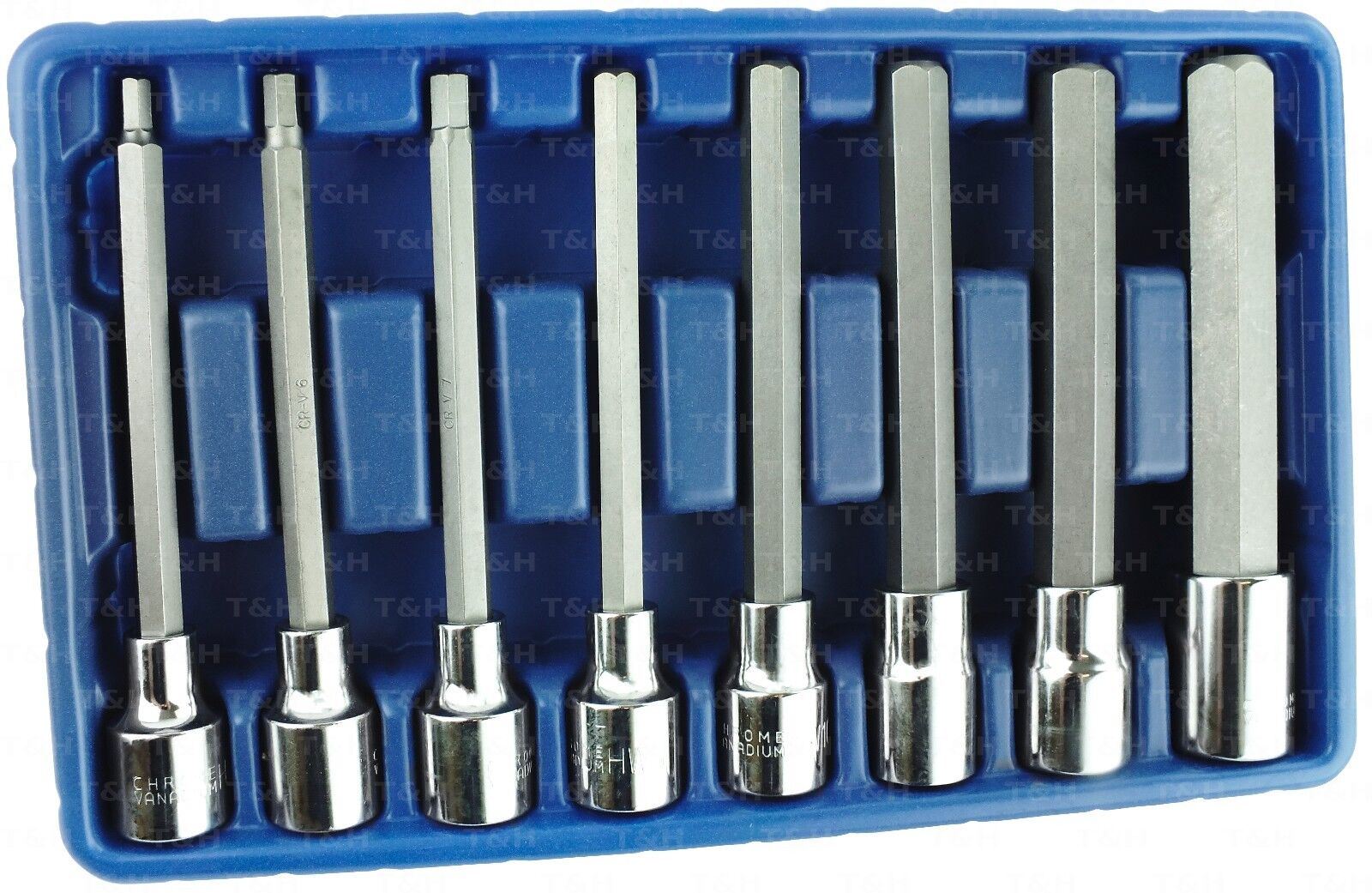 US Pro 8 Piece 1/2" Drive Extra Long Hex Bit Sockets H5 - H17  2084