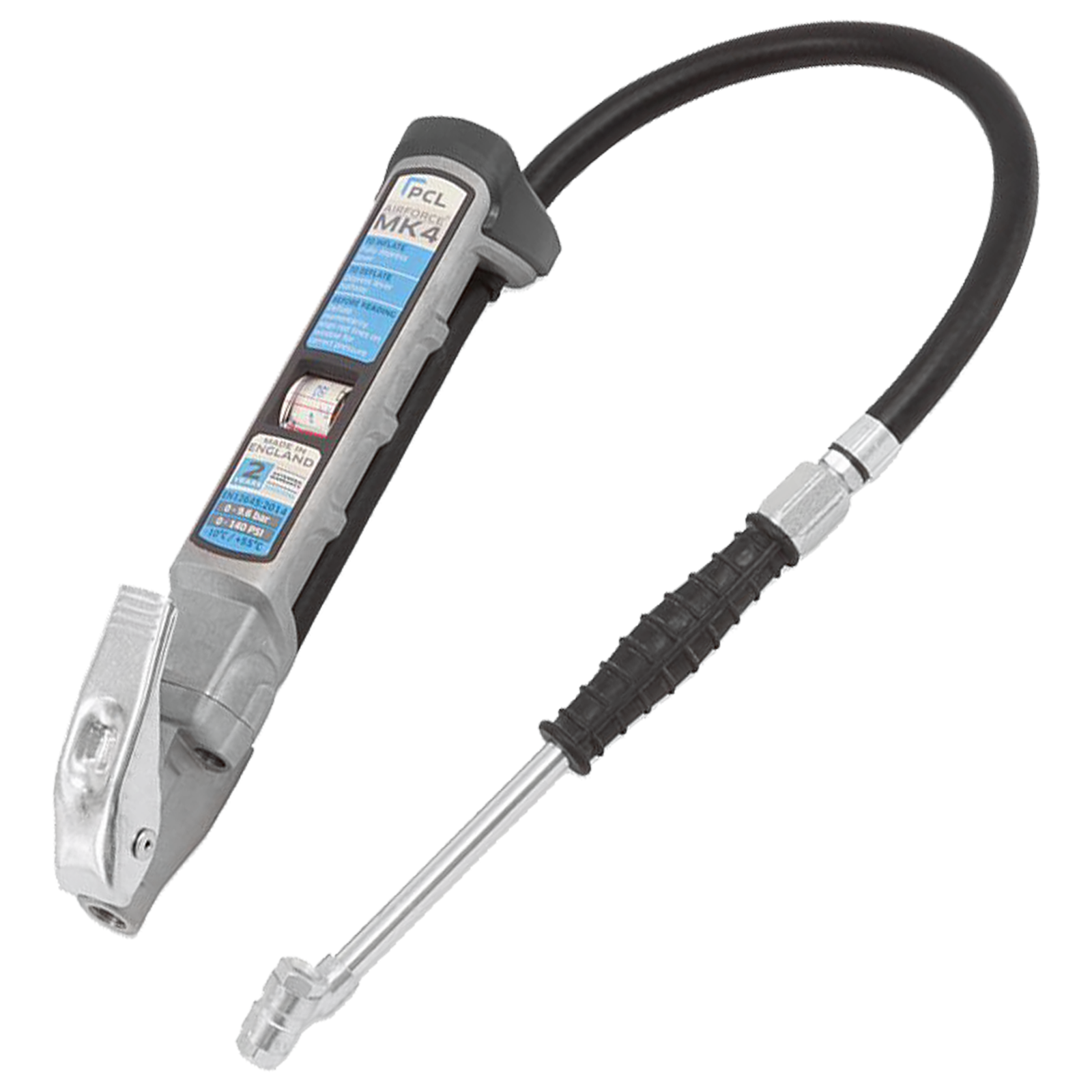 PCL Tyre Inflator With 0.53m Hose And Twin Hold On Conntector ( AIRFORCE MK4 )  AFG4H03