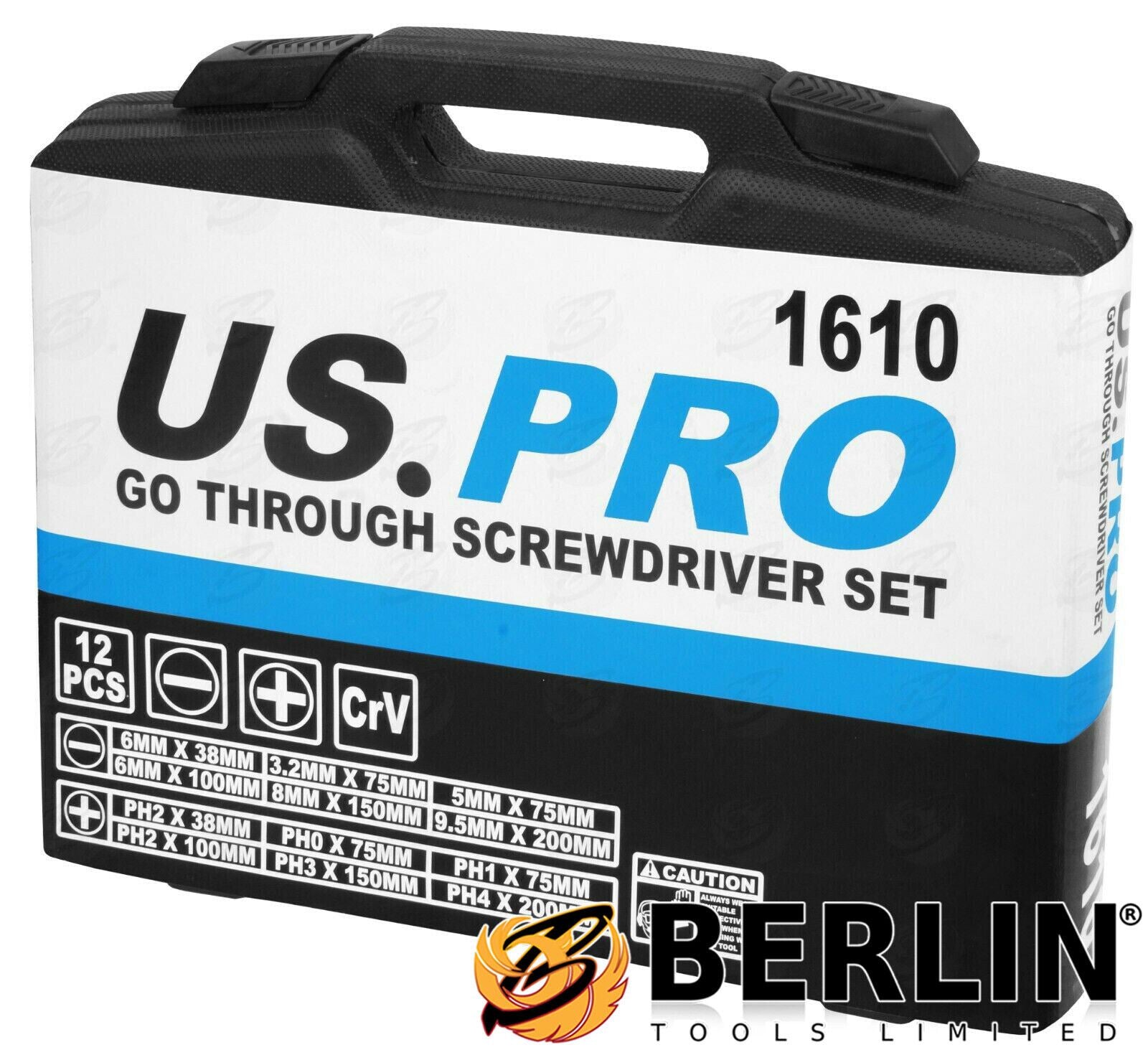 US Pro 12 Piece Magnetic Go Through Screwdriver Set ( Slotted - PHillips ) 1610