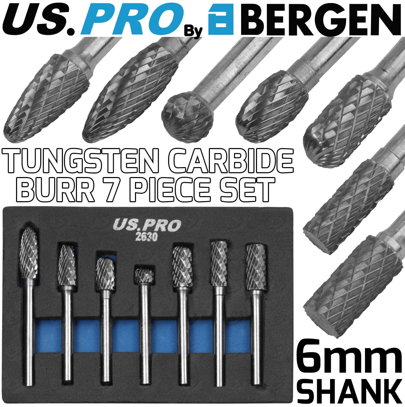US Pro 7 Piece Tungsten Carbide Burr Set 7072