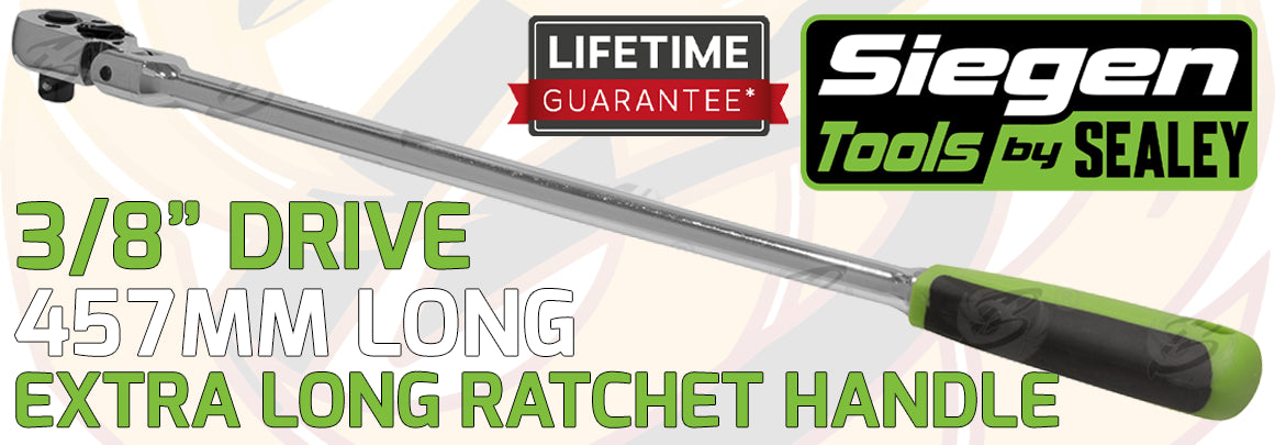 SIEGEN 3PCS 1/4" & 3/8" & 1/2" DRIVE 72 TOOTH EXTRA LONG FLEXI HEAD RATCHET HANDLES