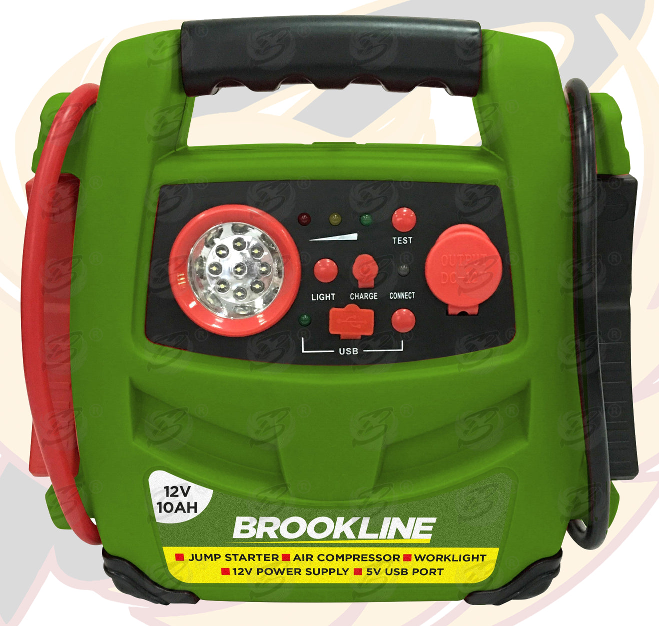 BROOKLINE 600AMP RECHARGEABLE JUMP STARTER & COMPRESSOR ( 5 IN 1 )