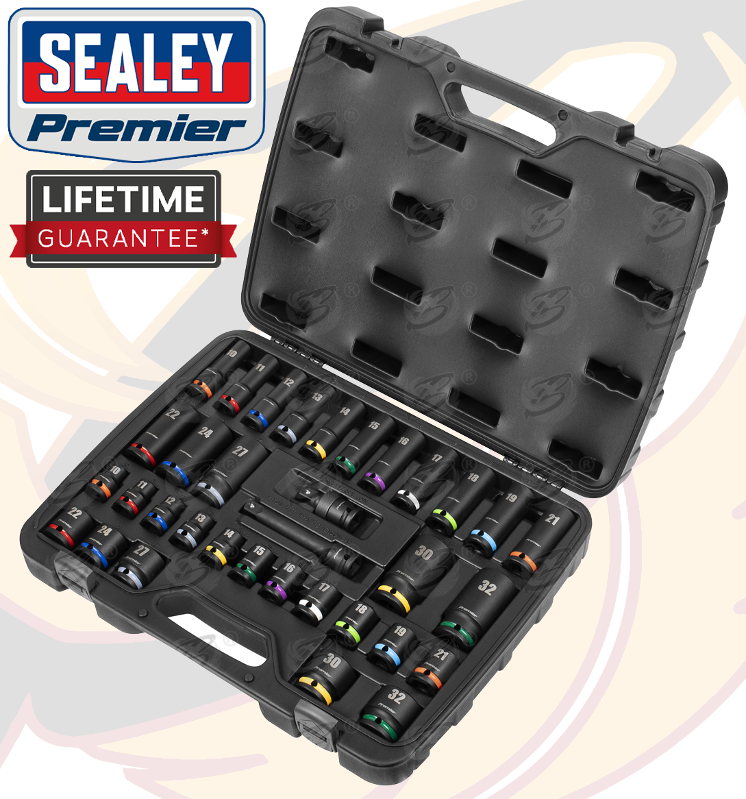 Sealey 34 Piece 1/2" Drive 6 Point Deep & Shallow Impact Sockets 10mm - 32mm ( AK5635M )