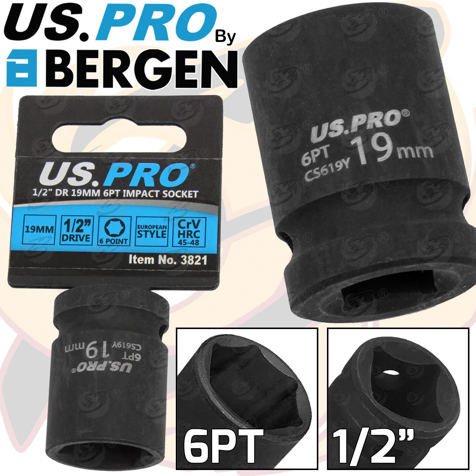 US PRO 19MM 1/2" DRIVE 6 POINT SHALLOW IMPACT SOCKET ( SINGLE )