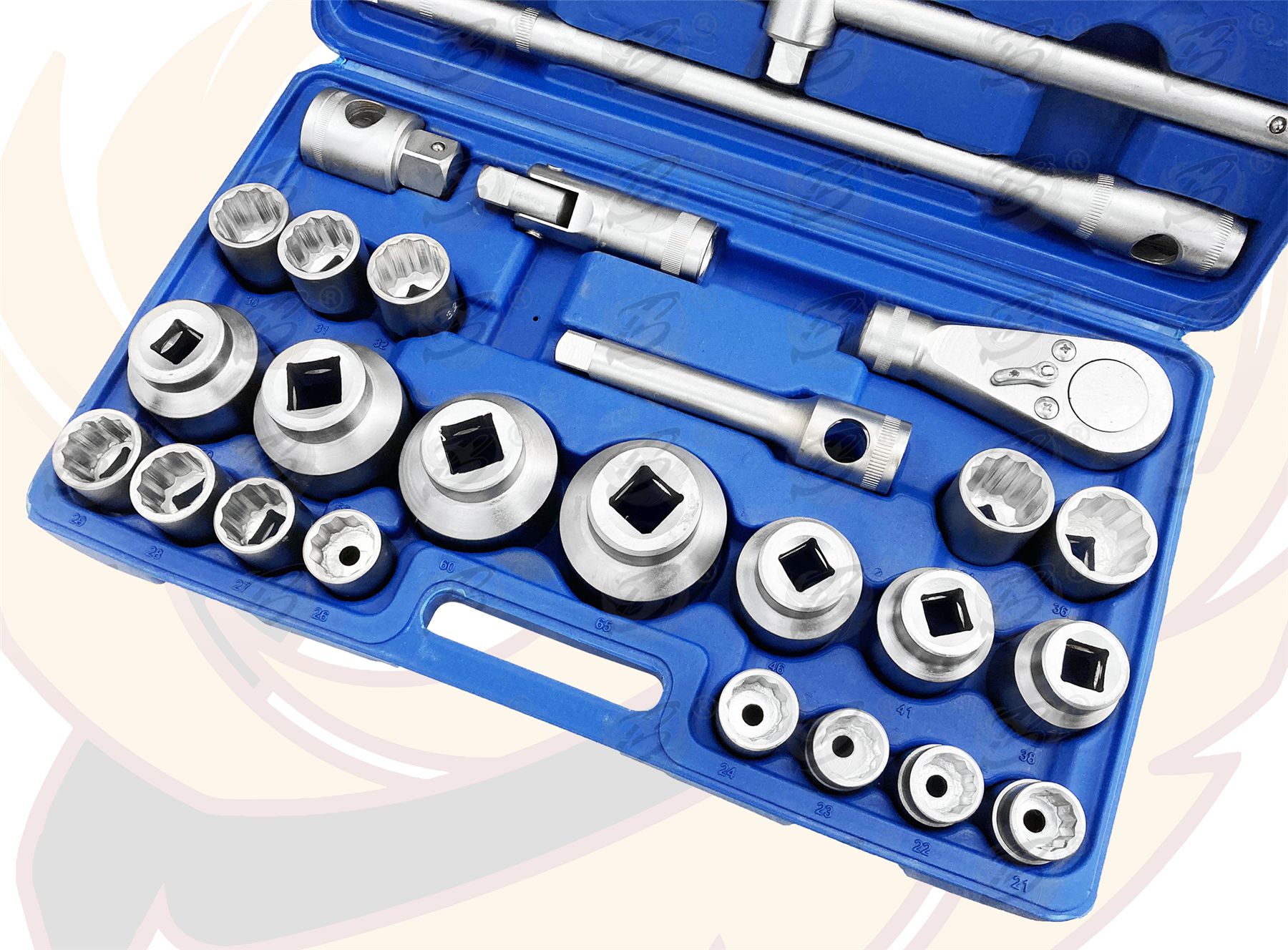 Toolzone 26 Piece 3/4" & 1" Drive 12 Point Socket Set 21mm - 65mm ( SS301 )